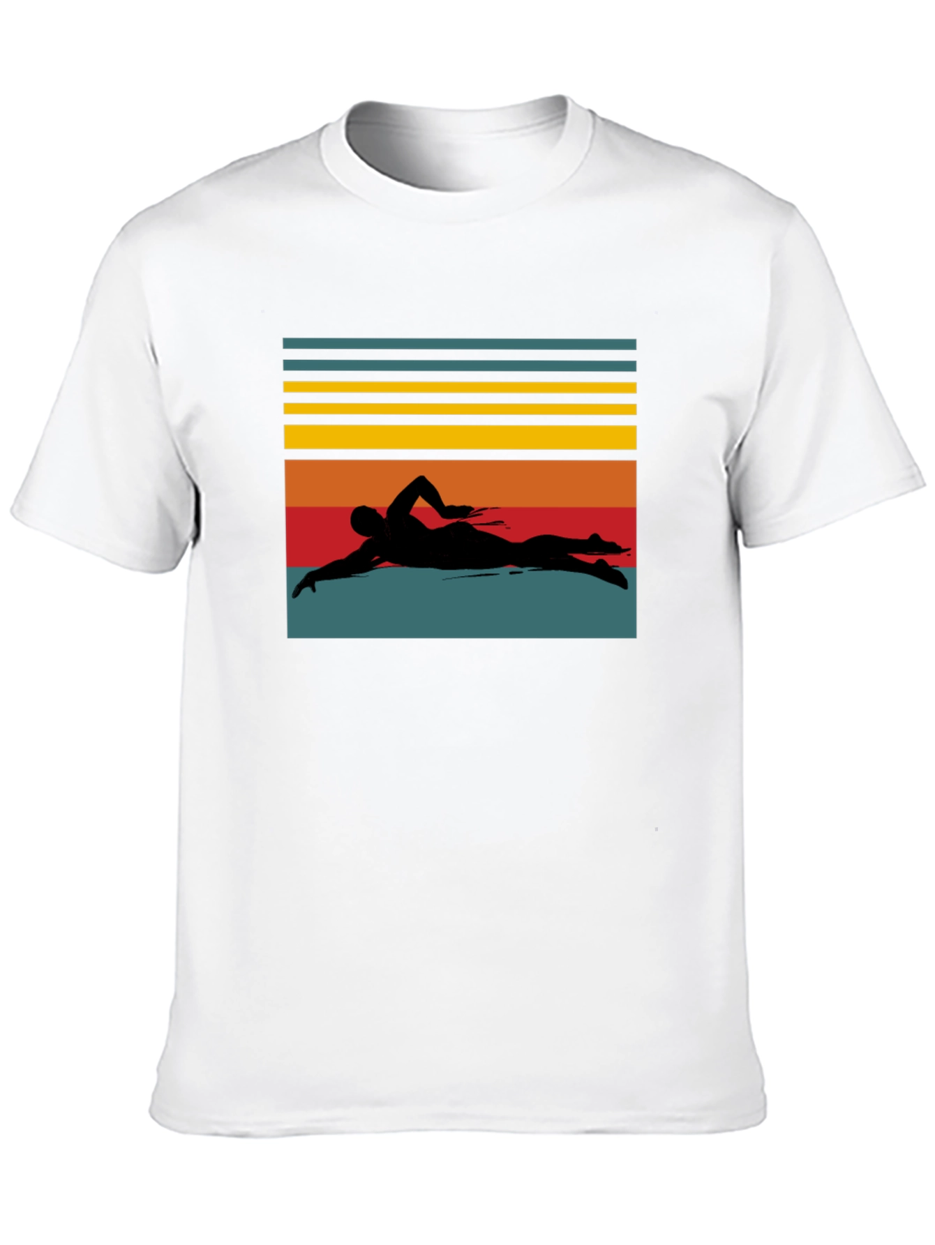 Retro Swimmer Silhouette Black T-Shirt