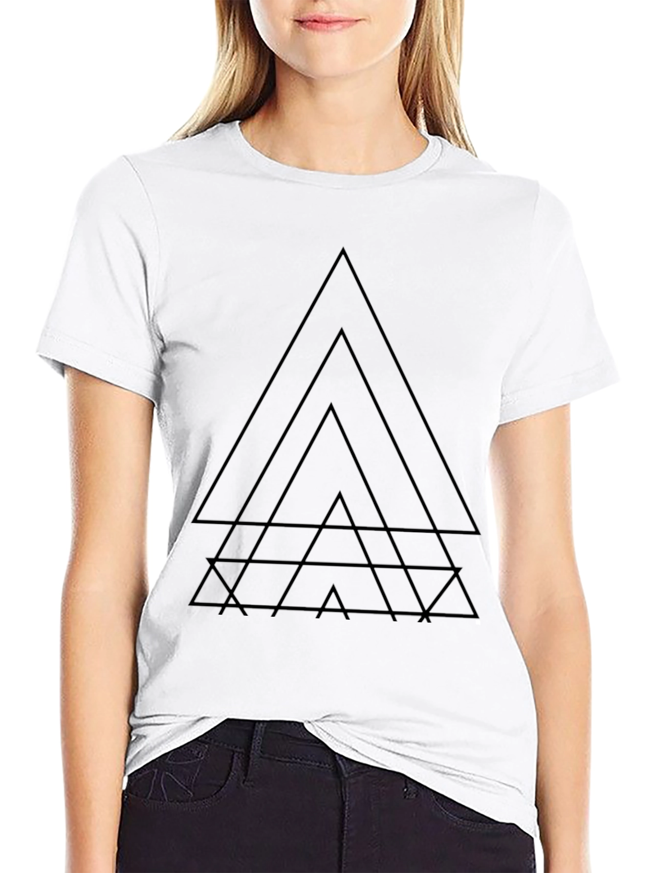 Geometric Triangle Graphic Black T-Shirt