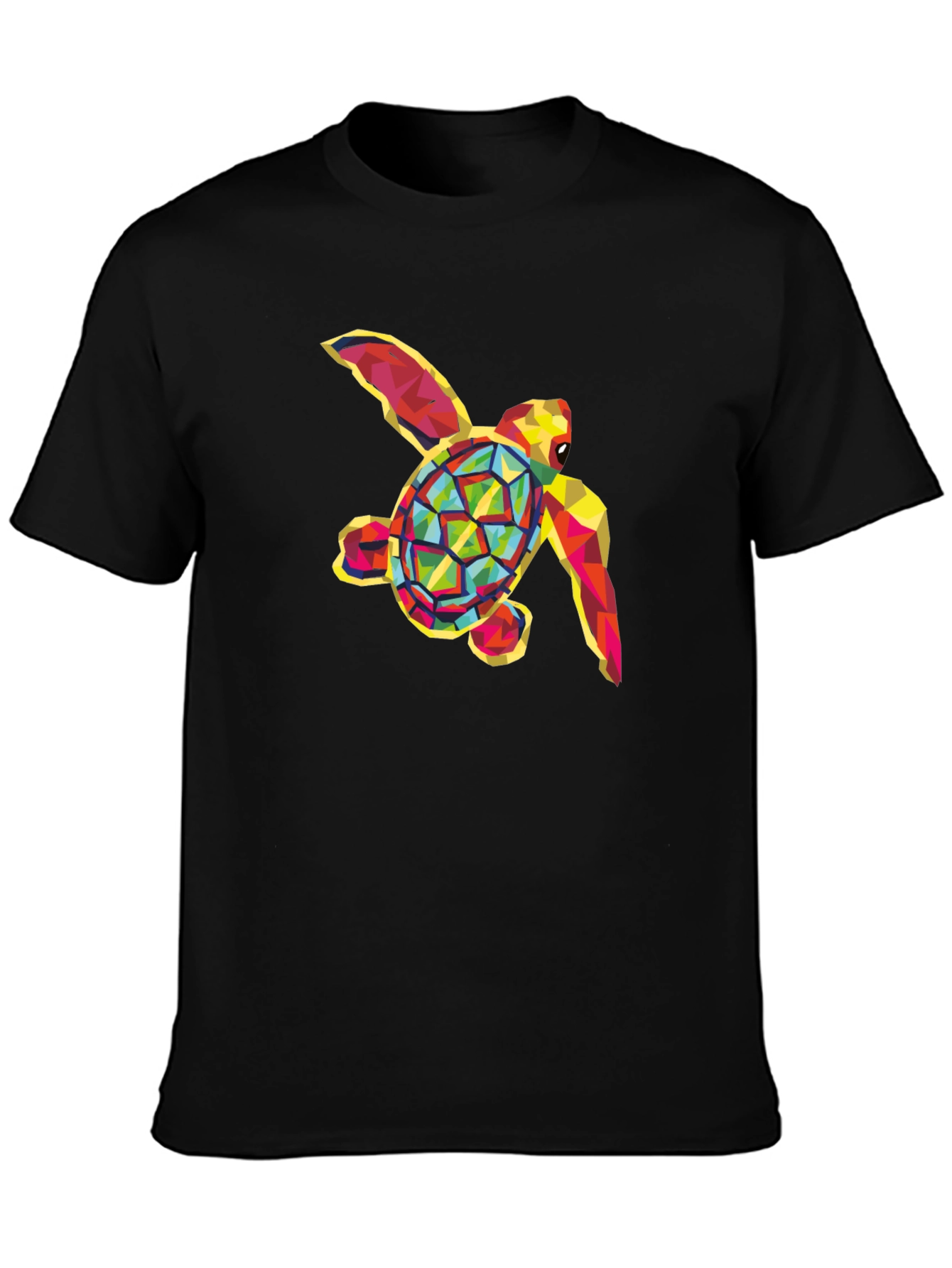 Geometric Sea Turtle Graphic Tee - Black
