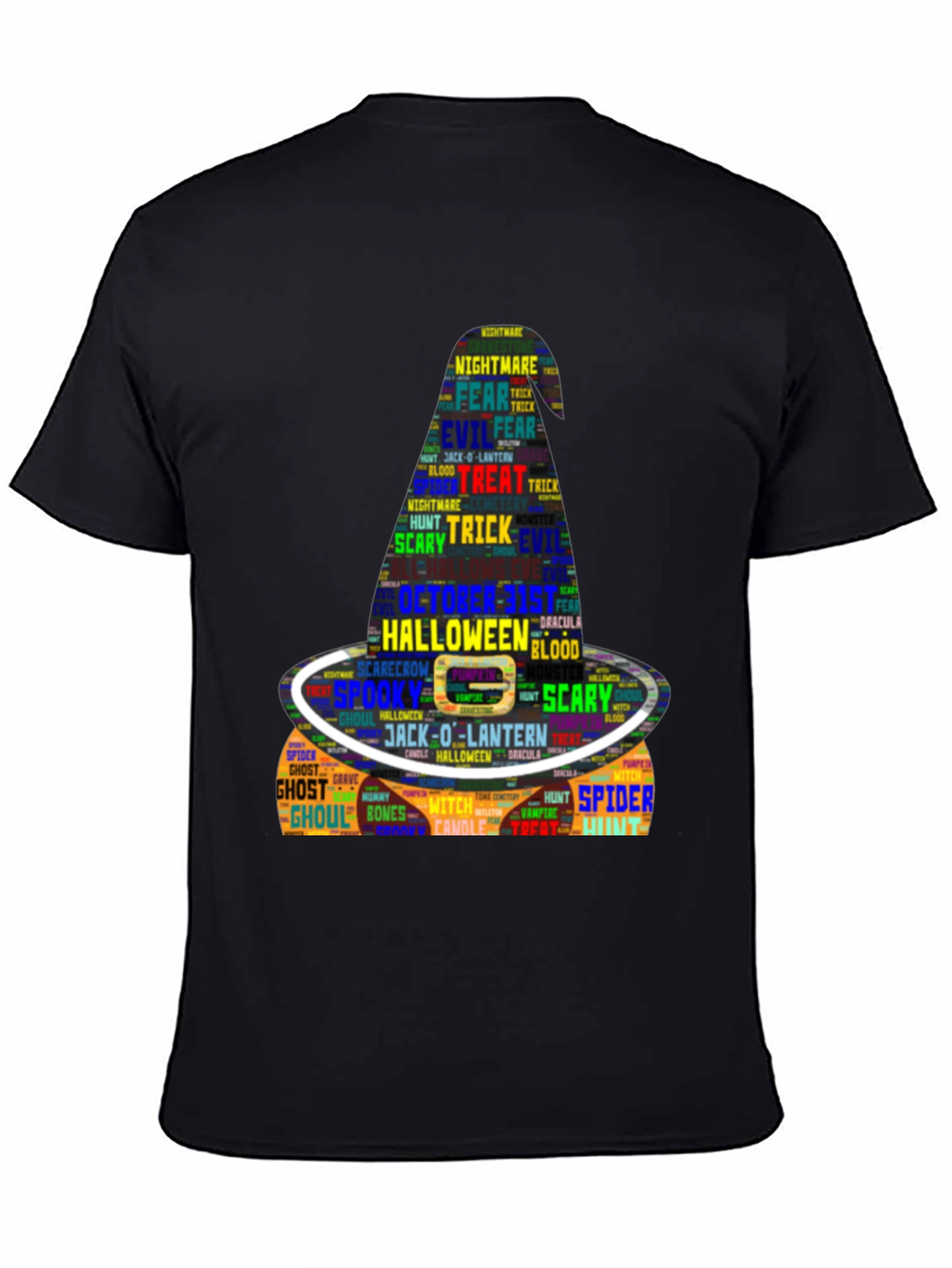 Halloween Word Art Witch Hat Graphic T-Shirt
