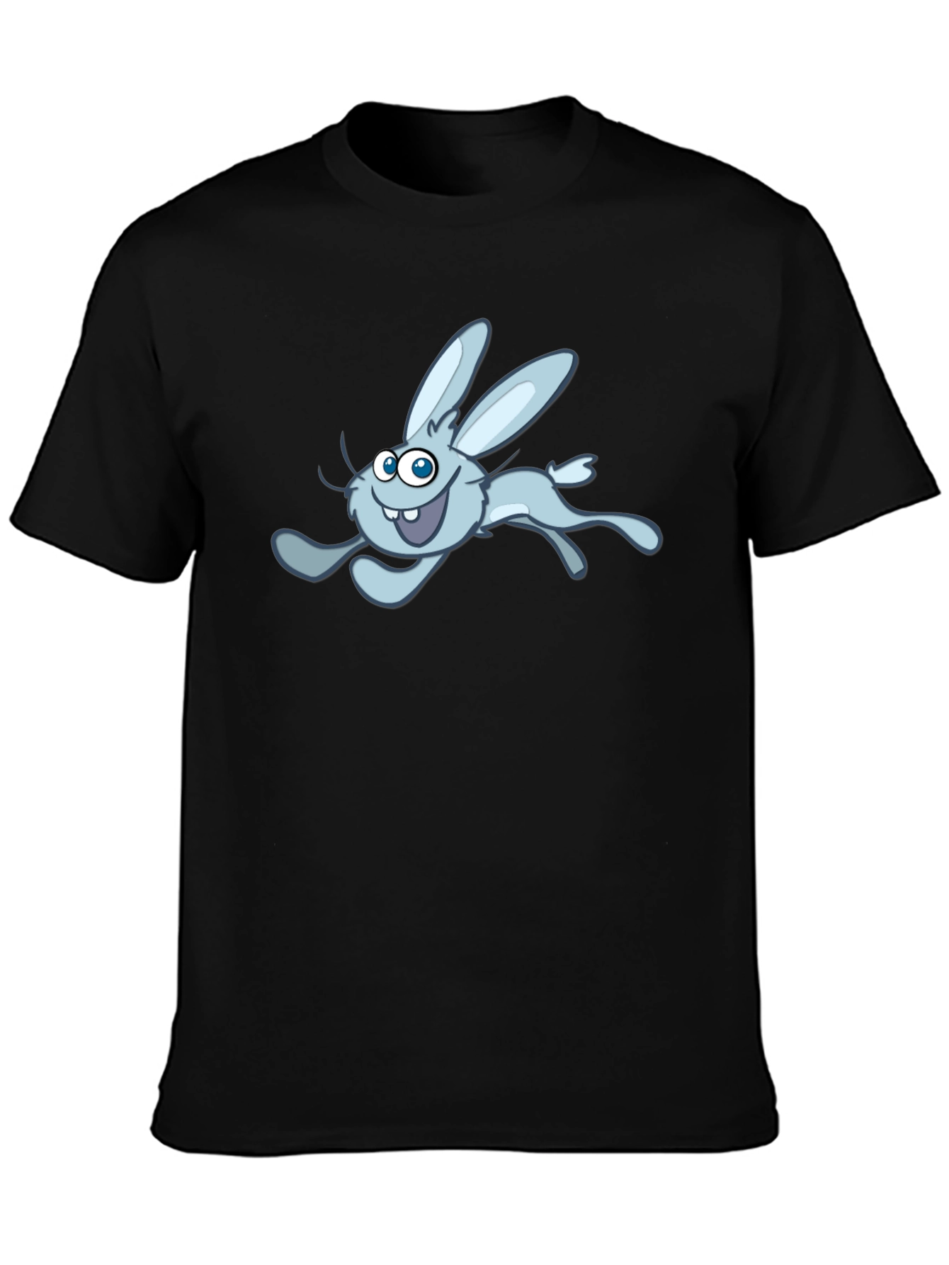 Fun Cartoon Rabbit Graphic Tee - Black