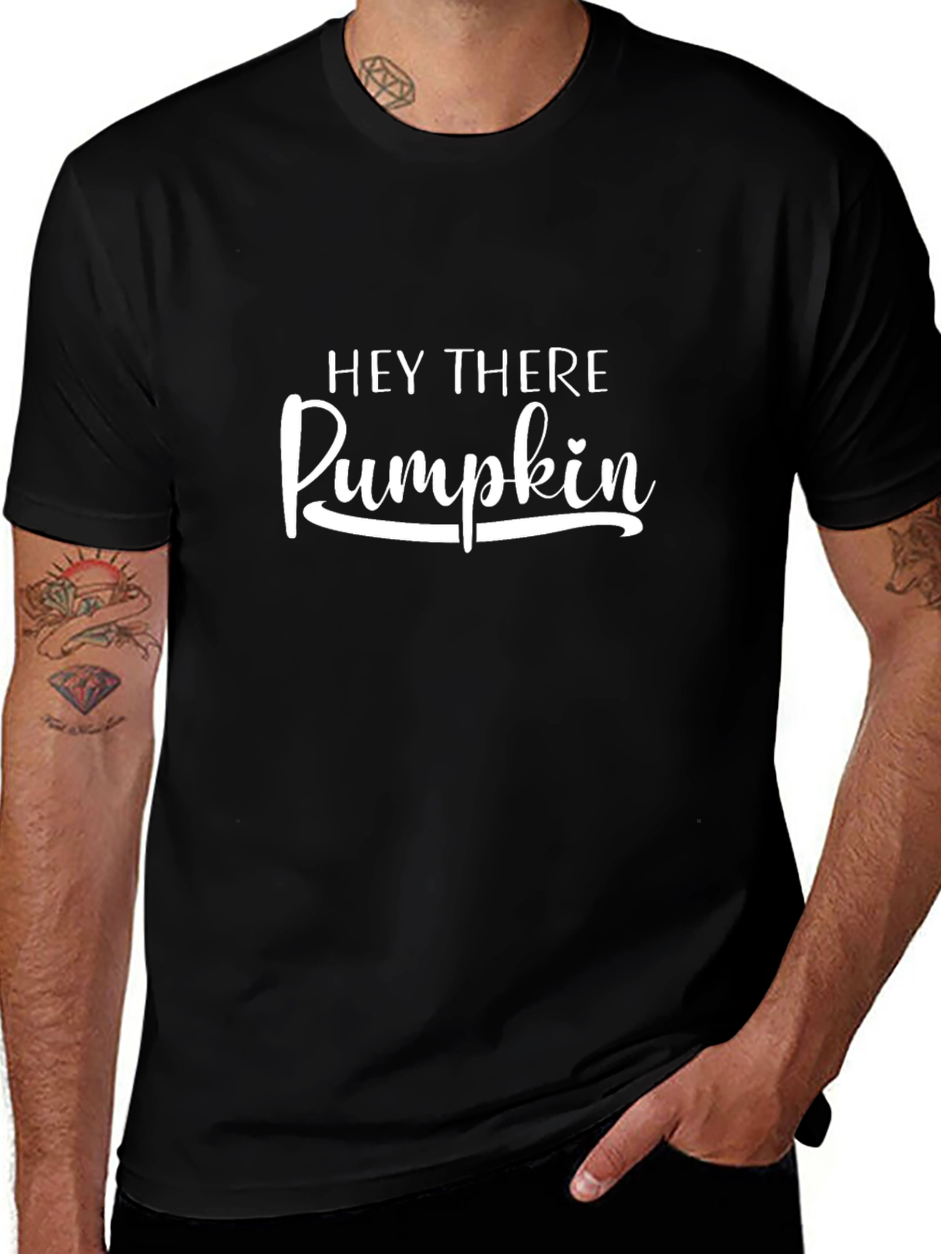 Hey There Pumpkin Graphic Tee - Black Cotton T-Shirt