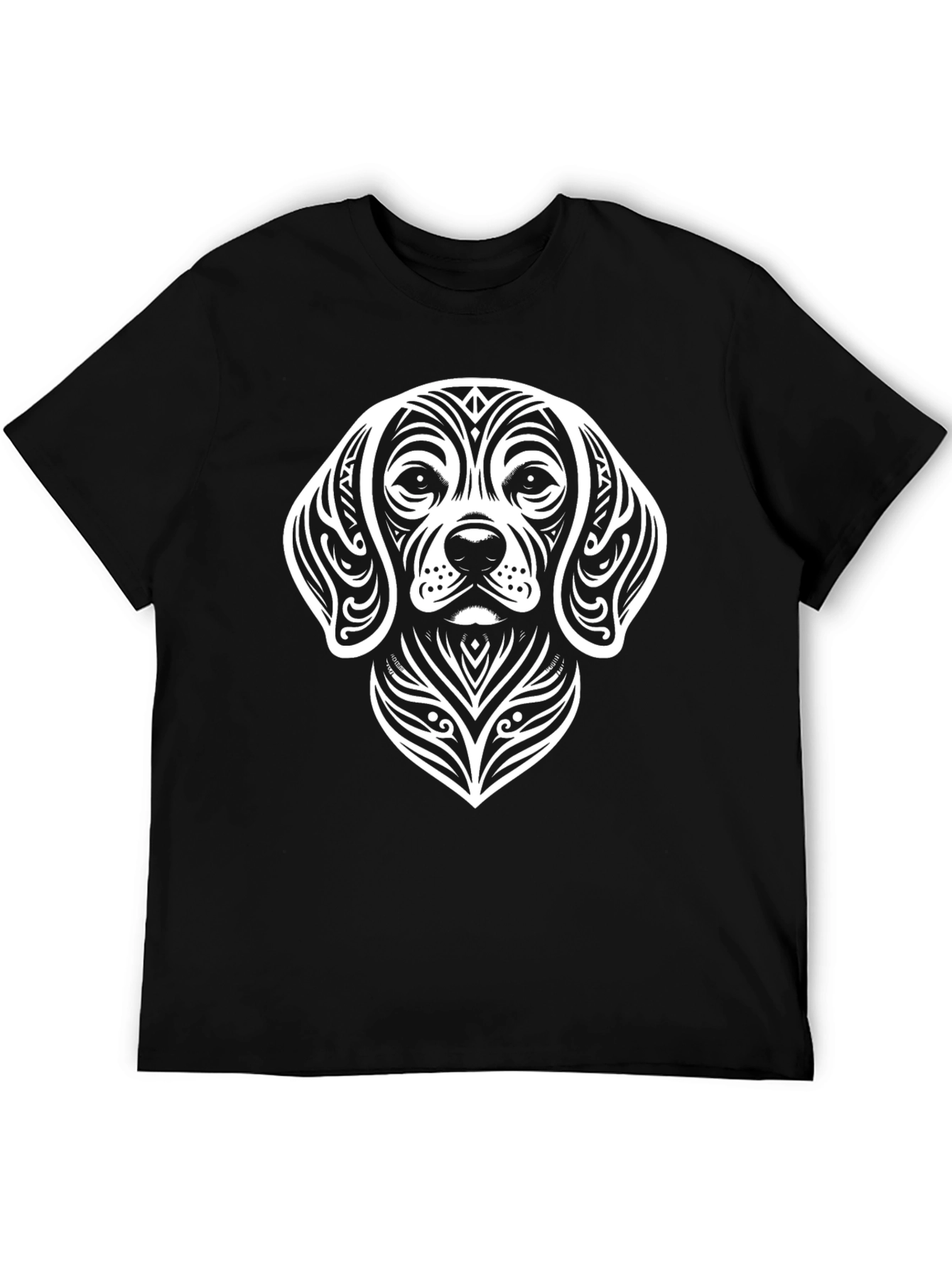 Tribal Dog Graphic Tee - Black