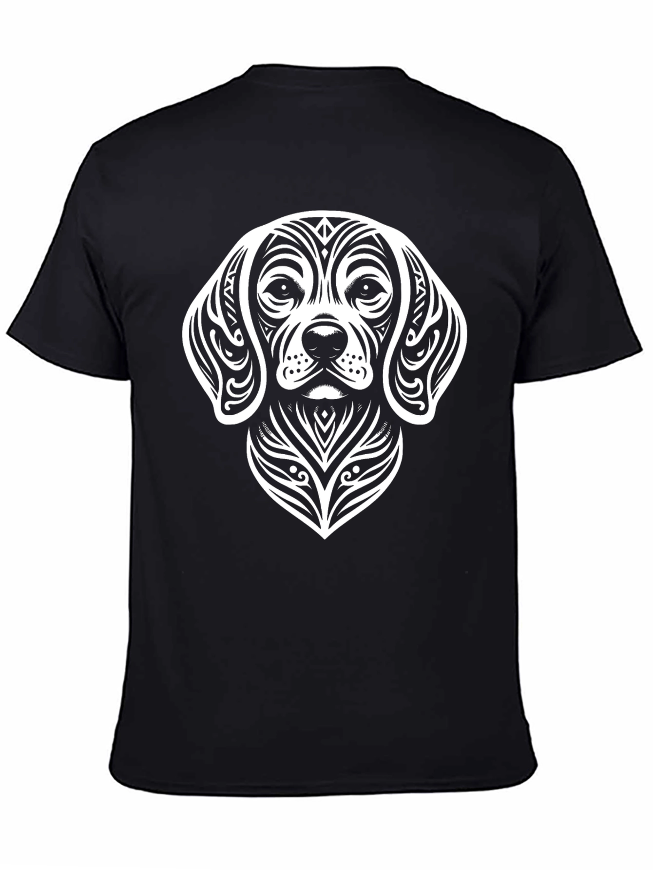 Tribal Dog Graphic Tee - Black
