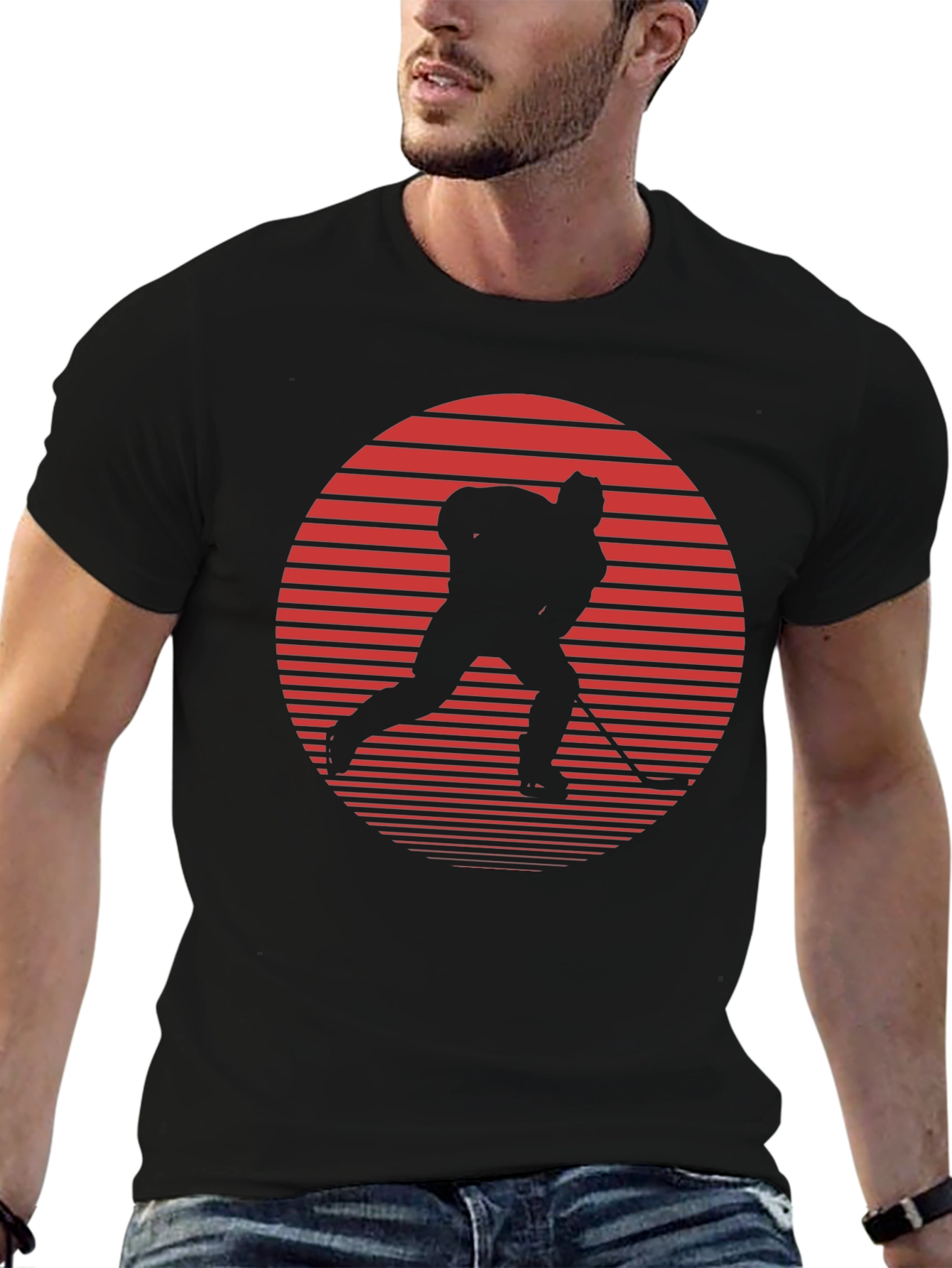 Hockey Player Graphic Tee - Retro Style