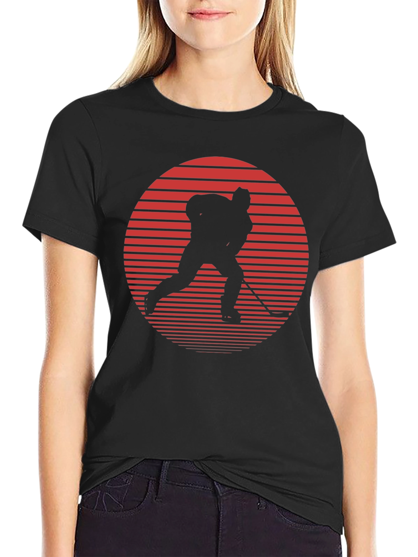 Hockey Player Graphic Tee - Retro Style