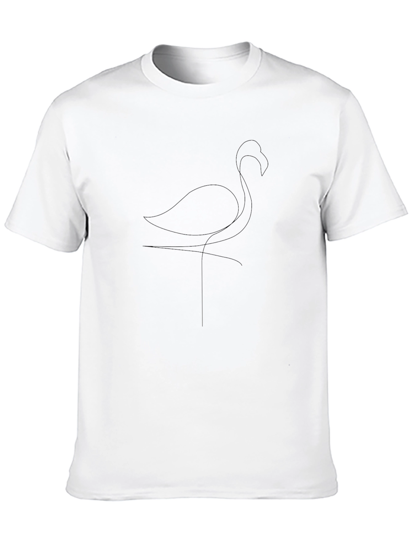 Minimalist Flamingo Line Art Black T-Shirt