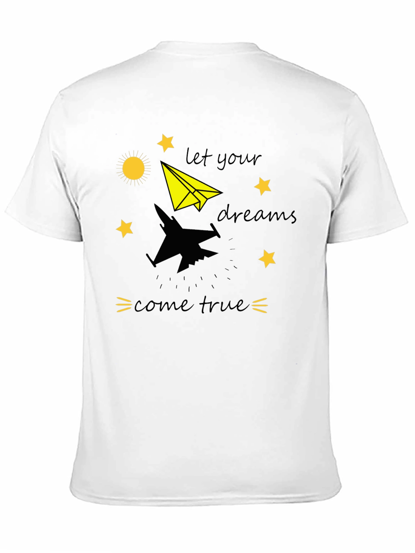 Dream True Black T-Shirt: Paper Airplane & Jet