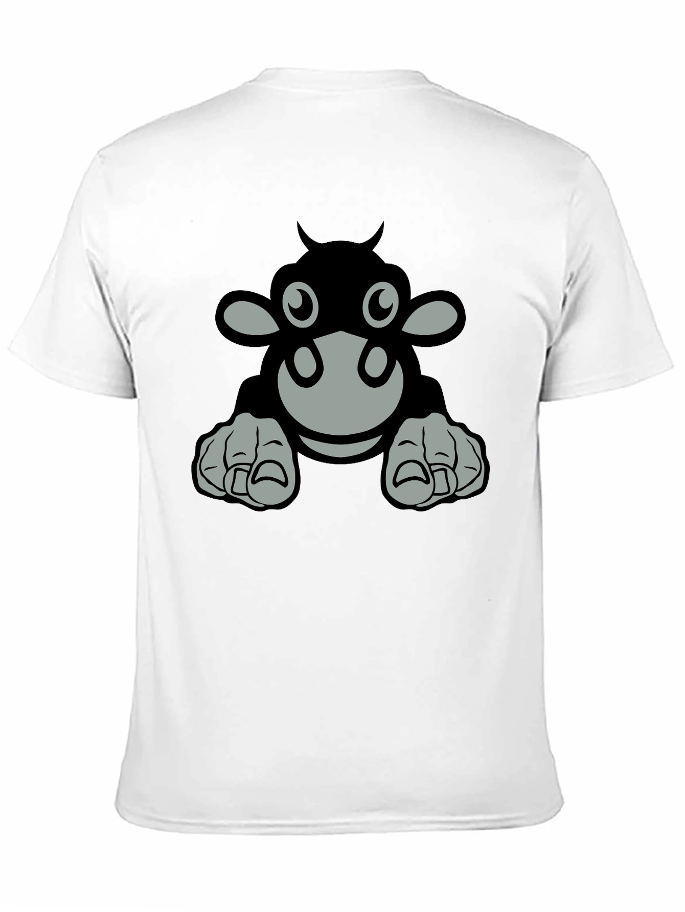 Cartoon Cow Graphic Tee - Black T-Shirt