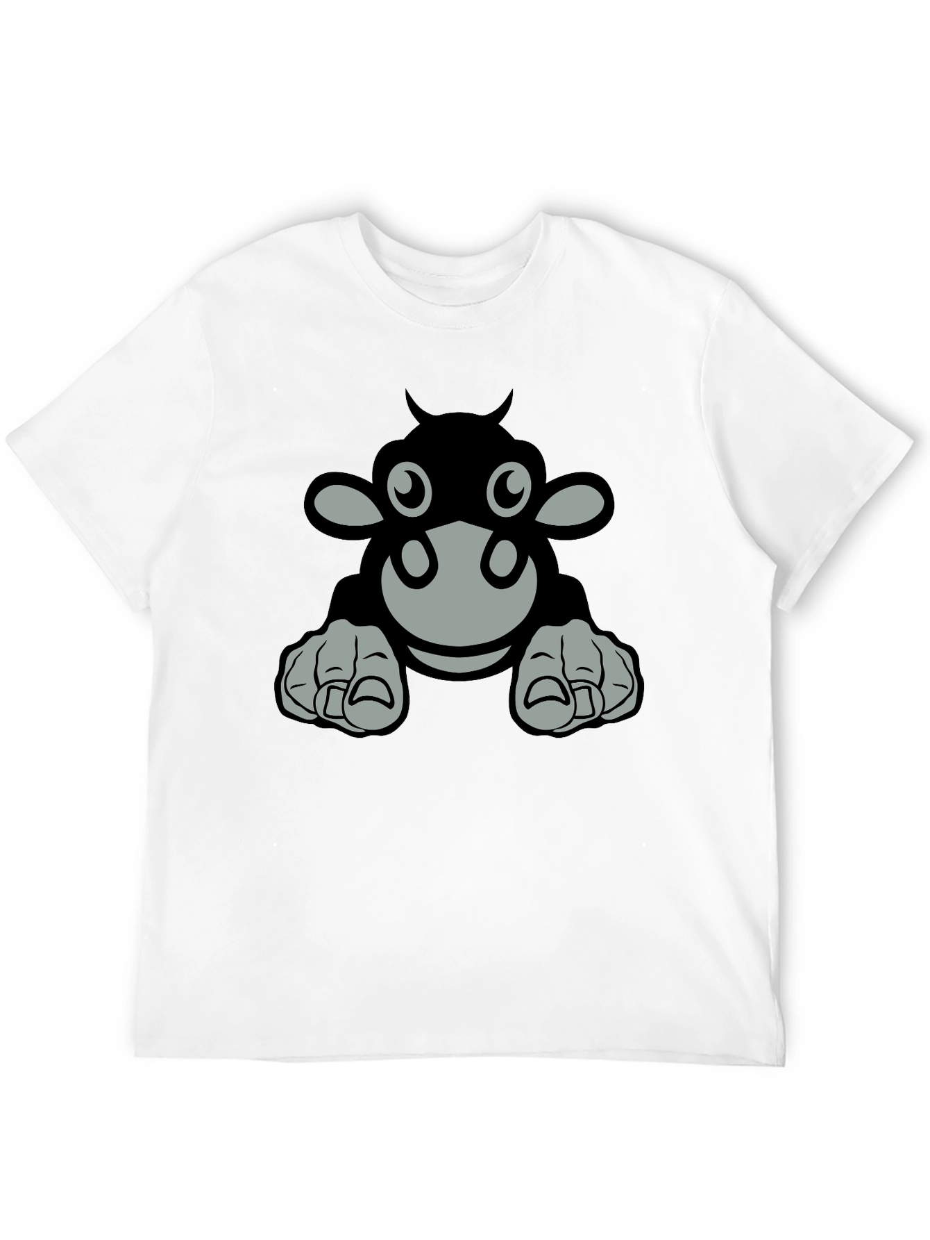 Cartoon Cow Graphic Tee - Black T-Shirt
