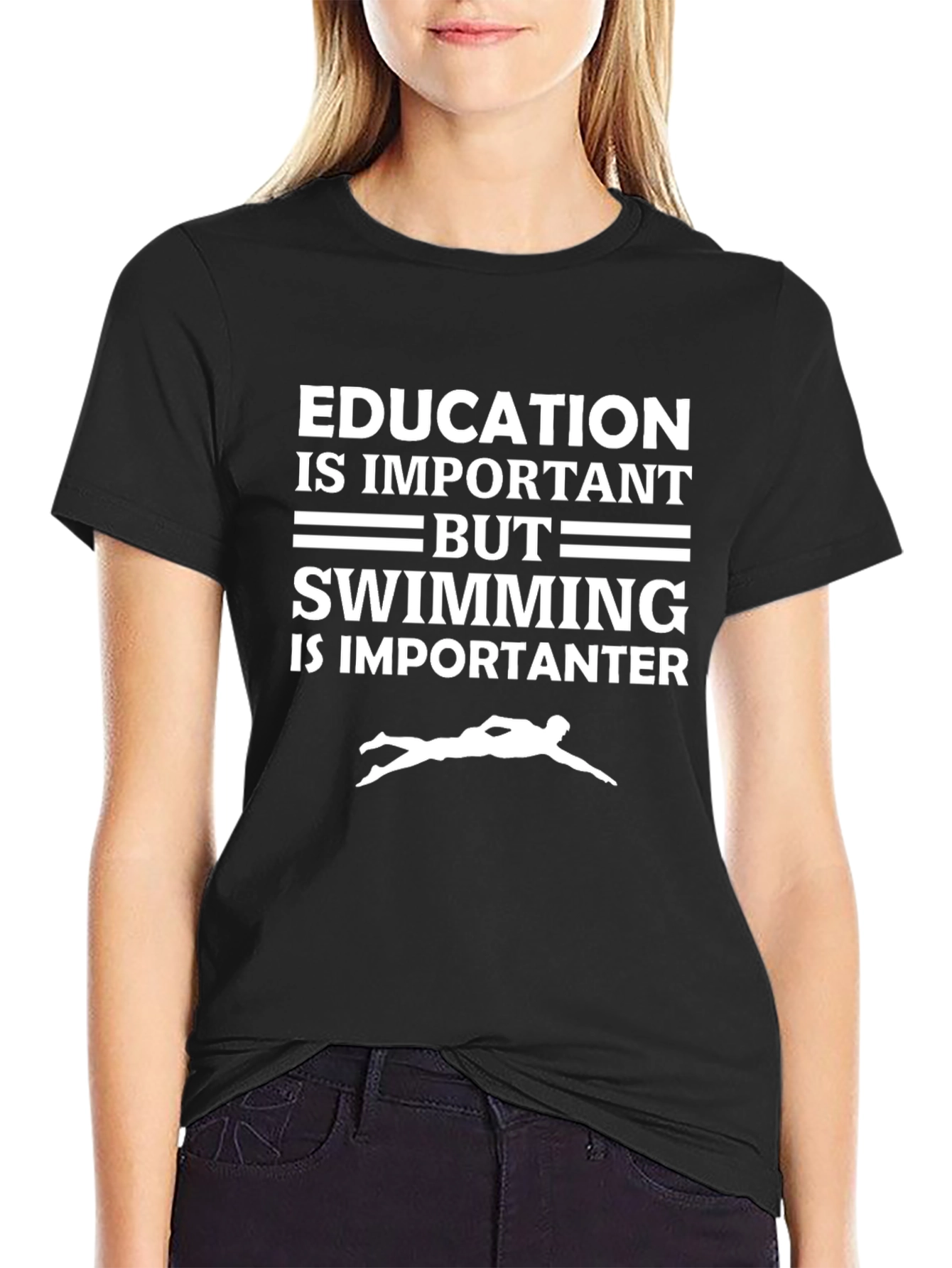 Funny Swimming T-Shirt - Education vs Swimming