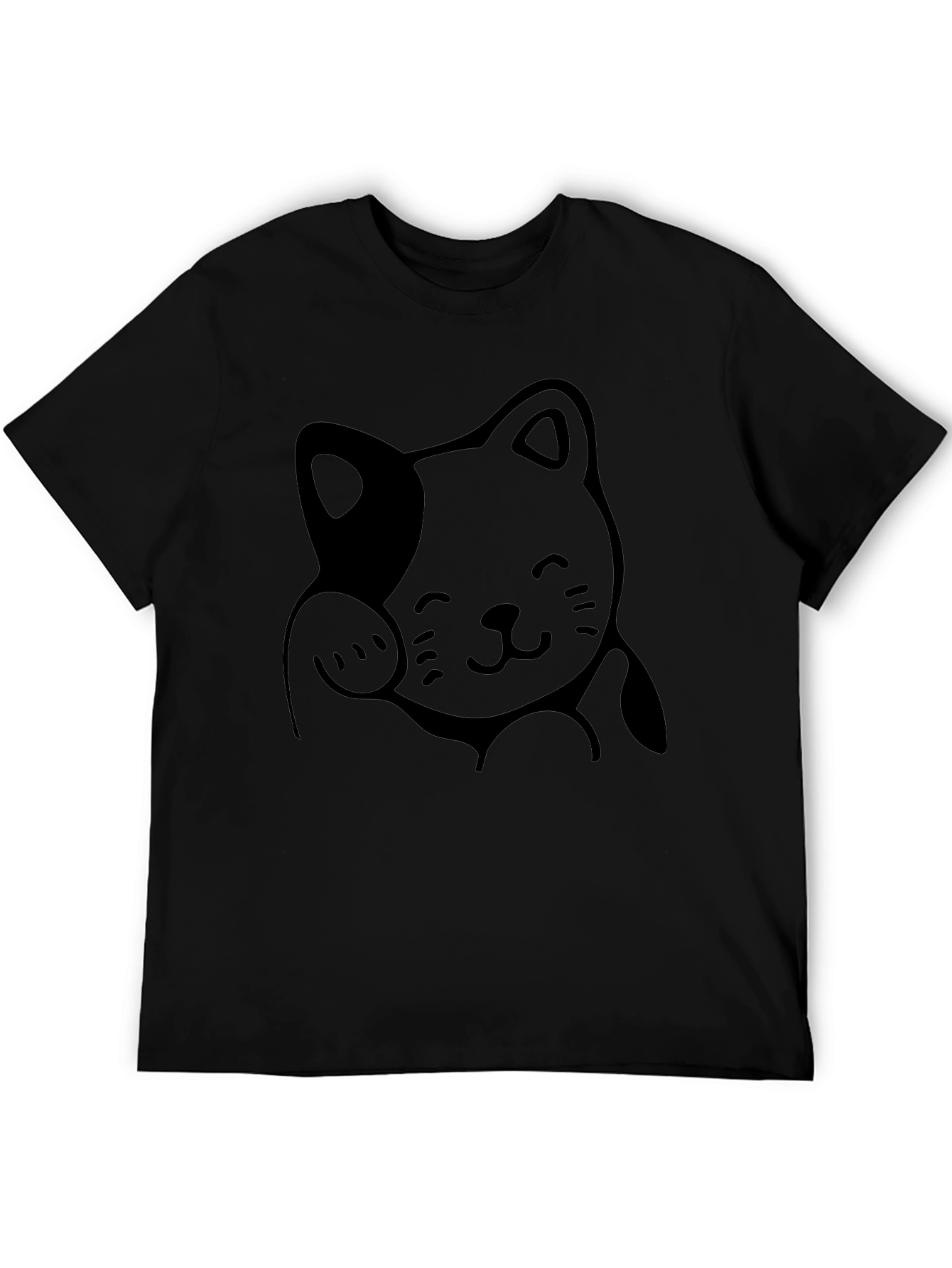 Cute Cat Graphic Tee - Soft Cotton Black T-Shirt