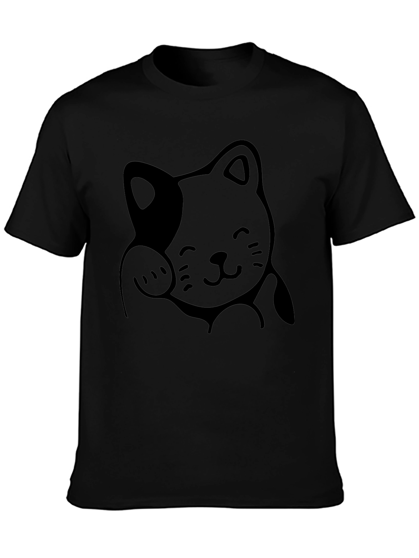 Cute Cat Graphic Tee - Soft Cotton Black T-Shirt