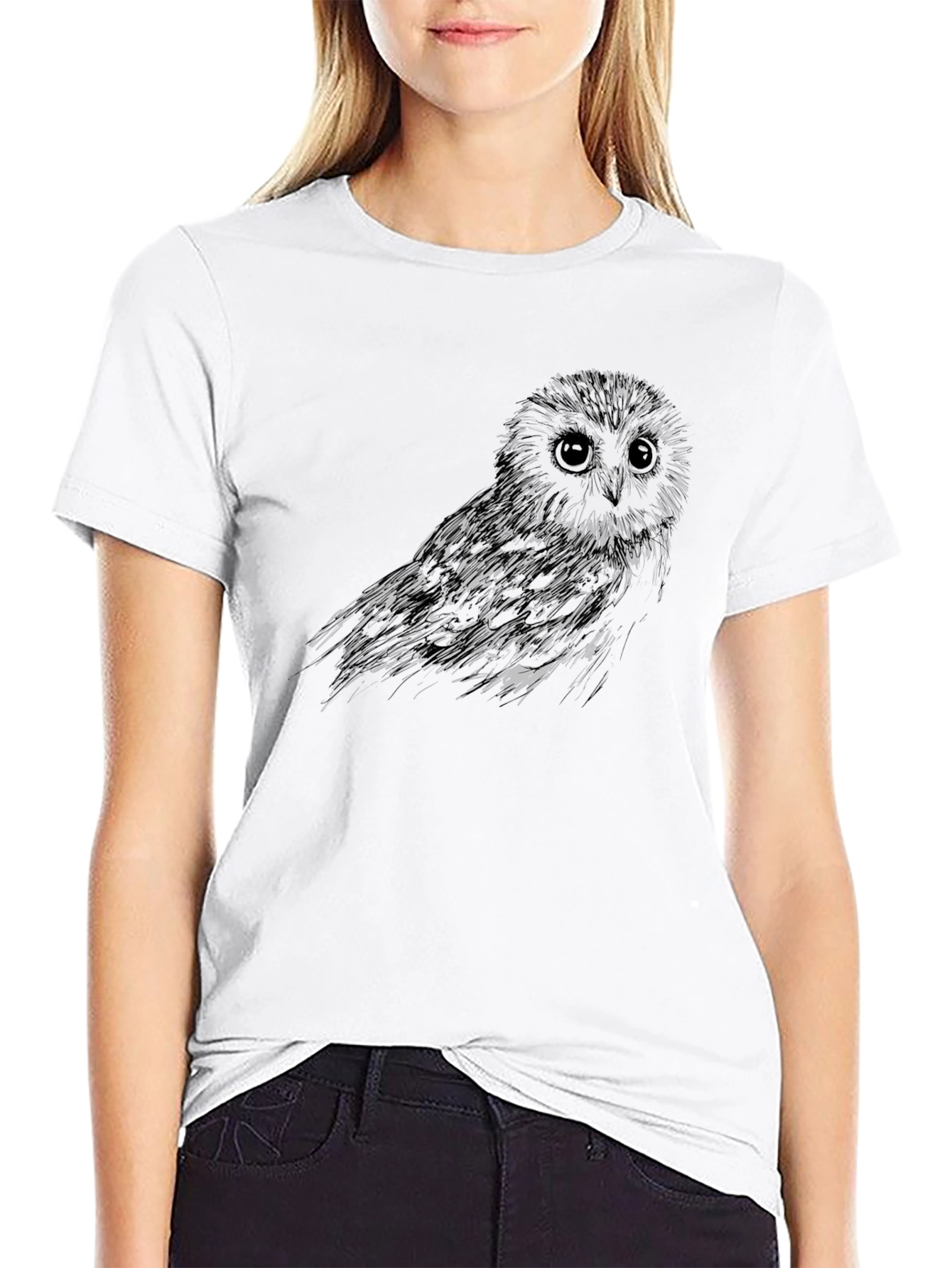 Mens Black Owl Graphic Tee