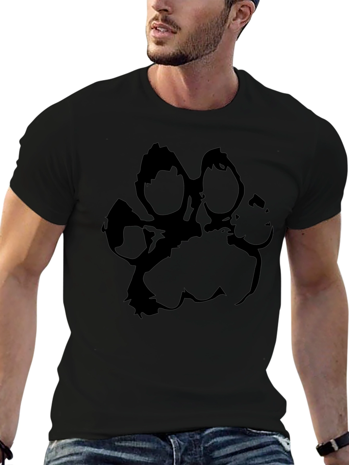 Black Paw Print Graphic T-Shirt
