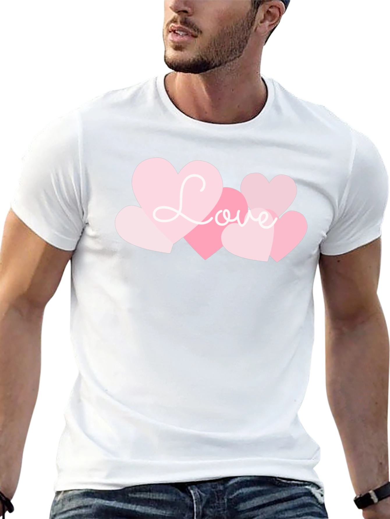 Love Heart Graphic Black T-Shirt