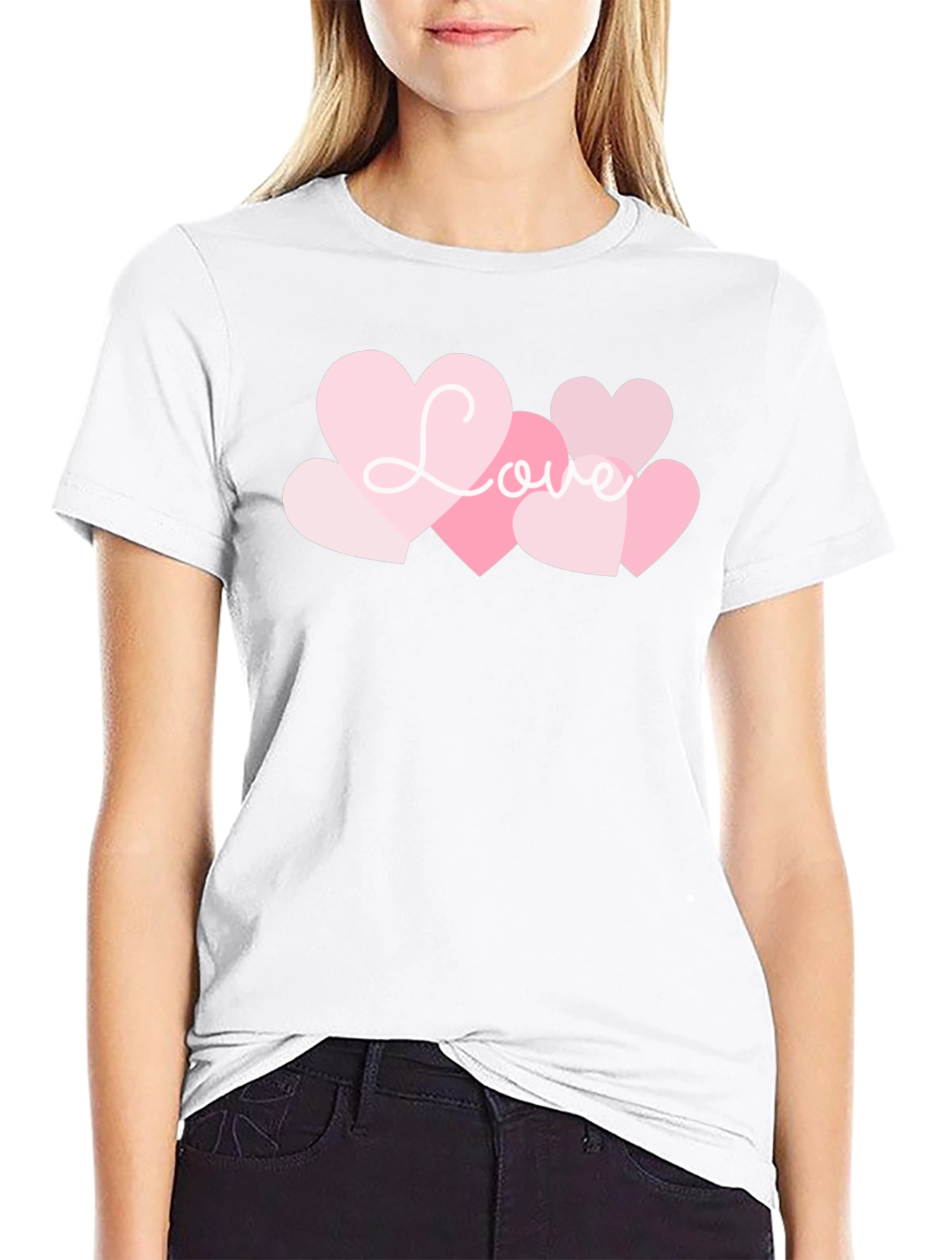 Love Heart Graphic Black T-Shirt