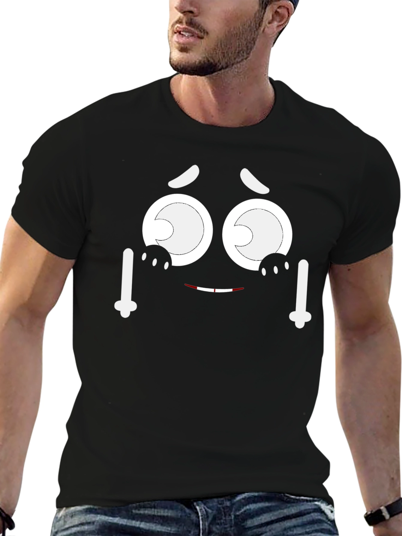 Funny Face Graphic T-Shirt - Expressive & Unique Design