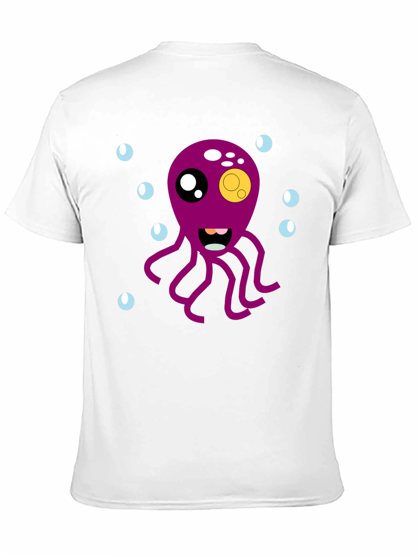 Cute Octopus Cartoon Graphic T-Shirt - Black
