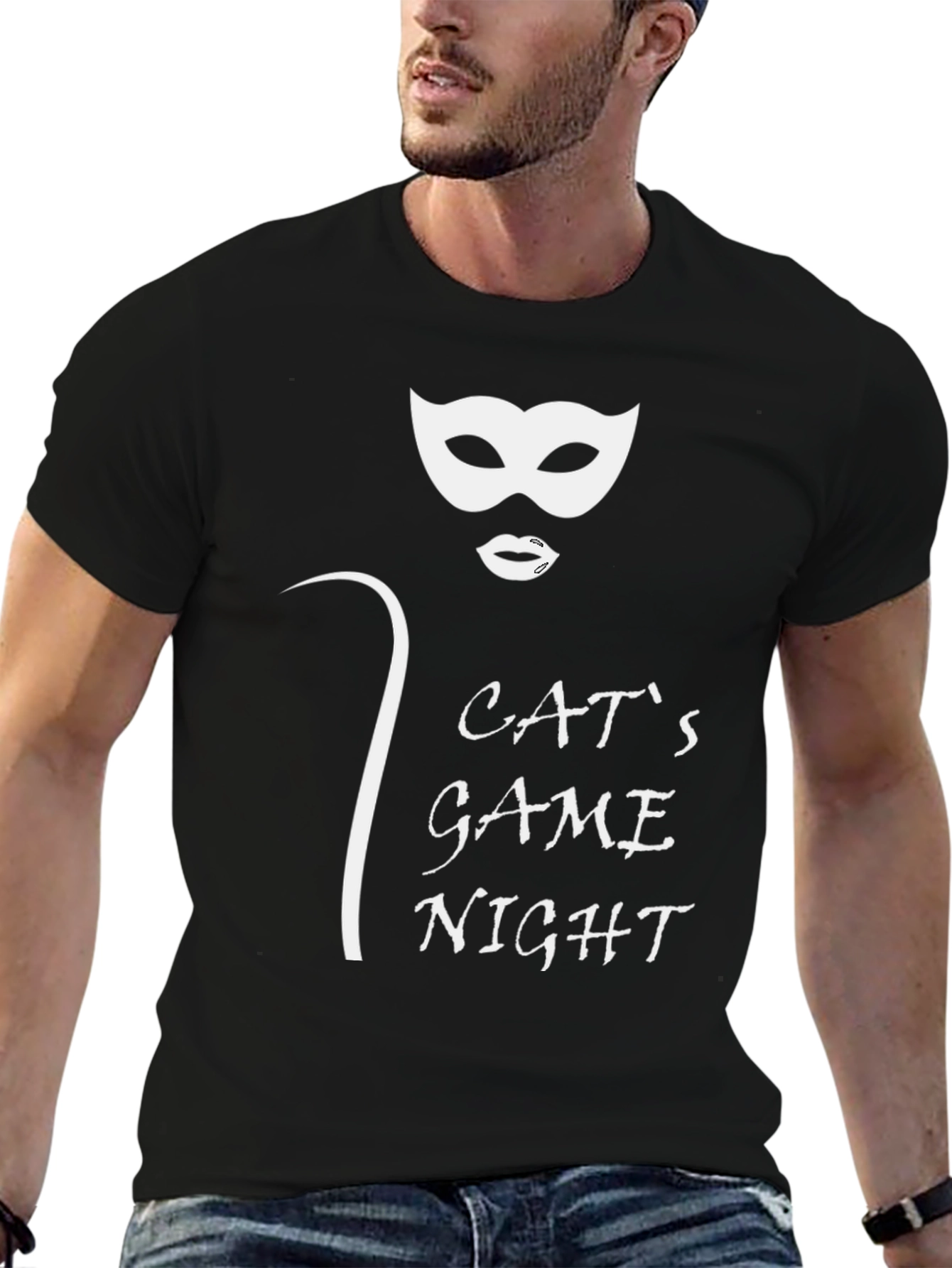 Cats Game Night Black T-Shirt