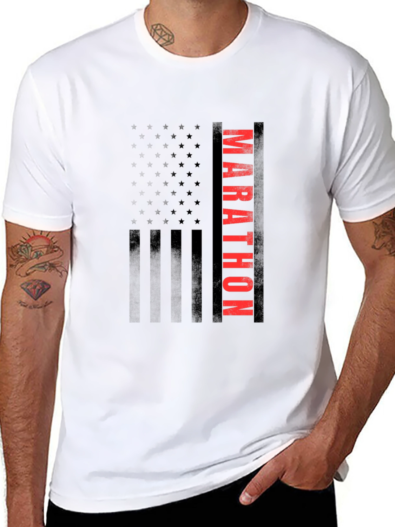 Marathon American Flag Graphic T-Shirt