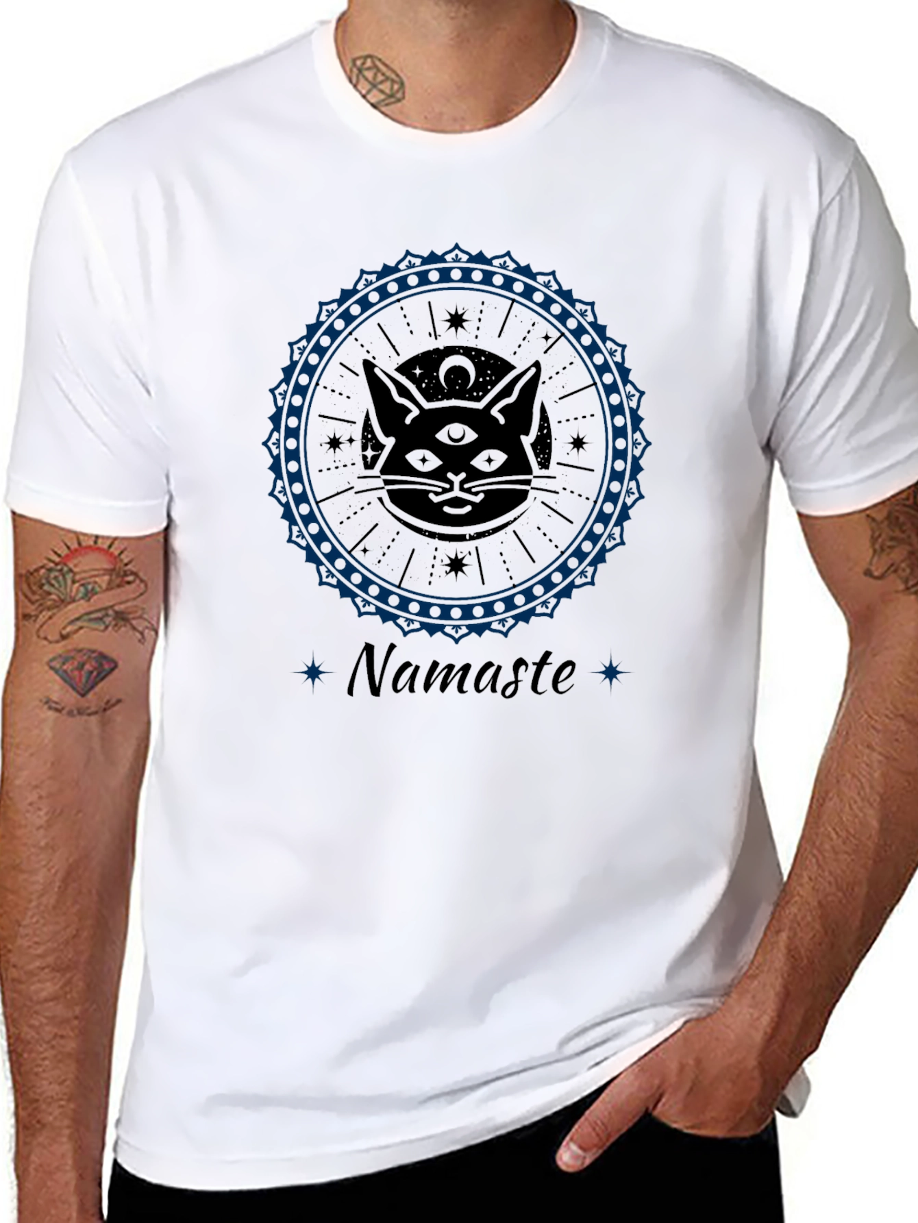 Namaste Cat Mandala Graphic Tee