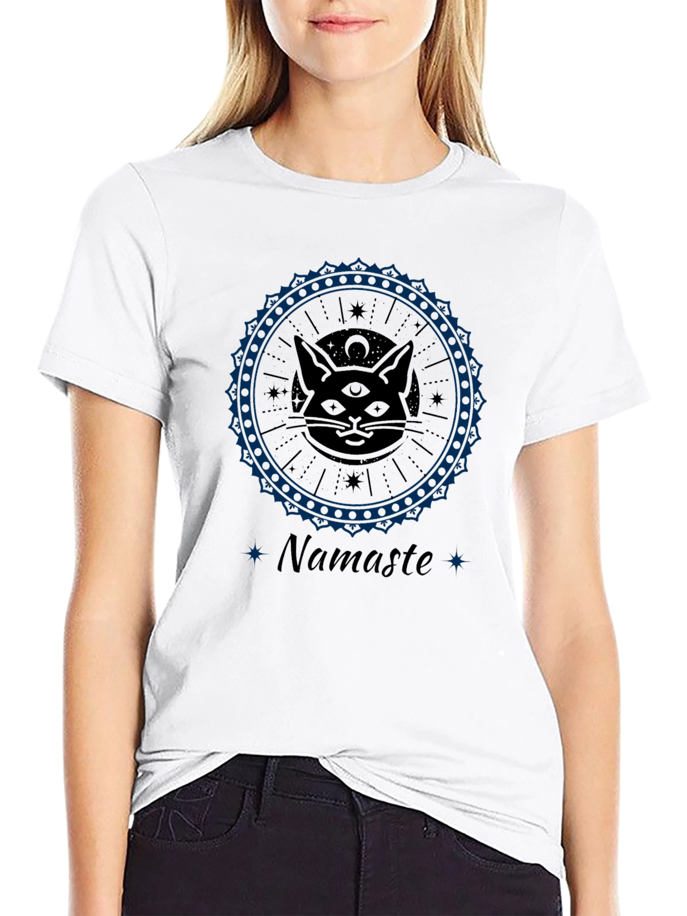 Namaste Cat Mandala Graphic Tee