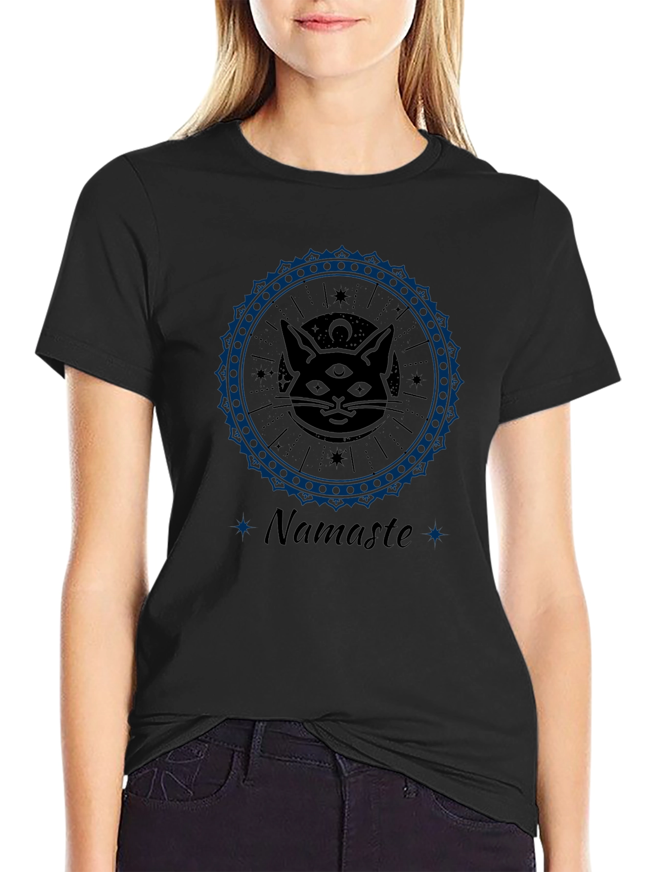 Namaste Cat Mandala Graphic Tee
