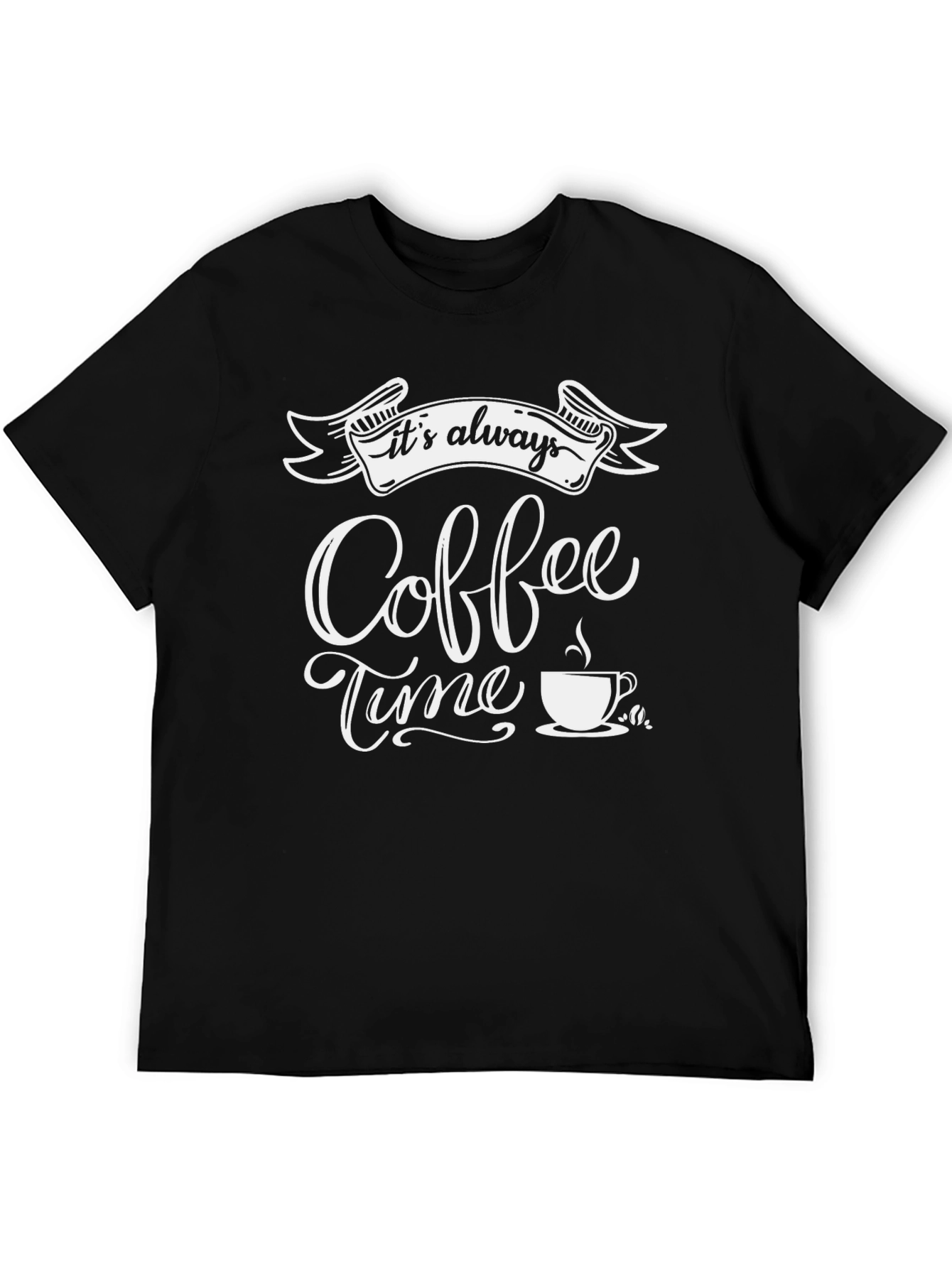 Coffee Time Graphic Tee - Black Cotton Casual Shirt