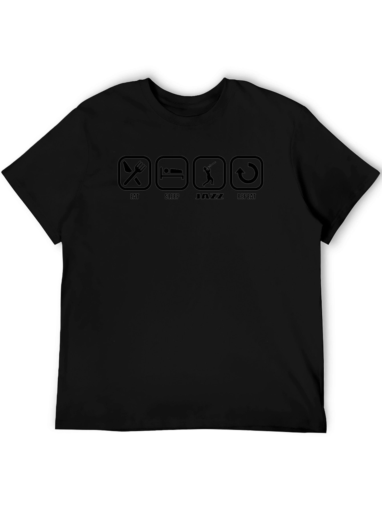 Eat Sleep Jazz Repeat Black Graphic T-Shirt
