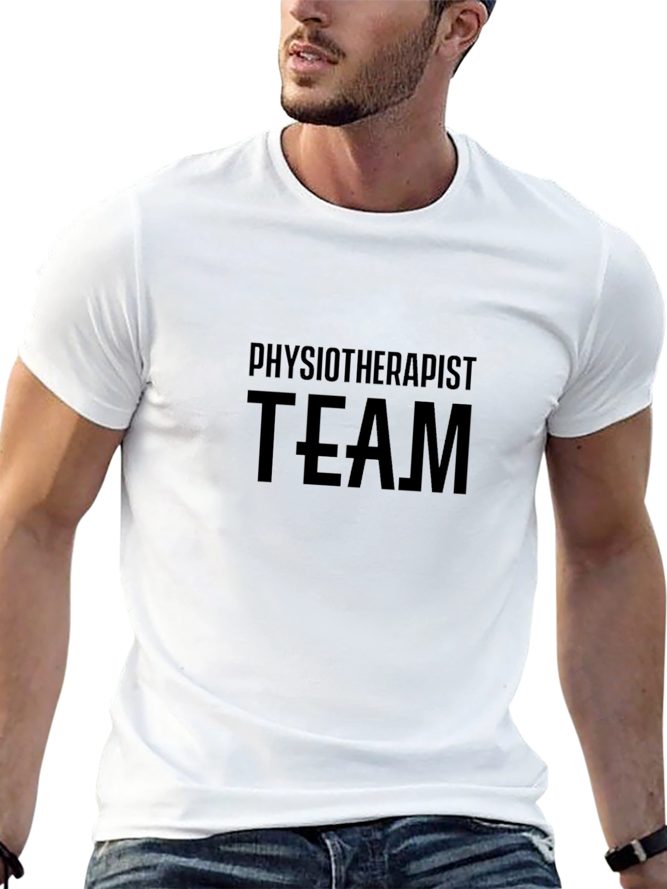 Physiotherapist Team Tee - Black Crew Neck T-Shirt