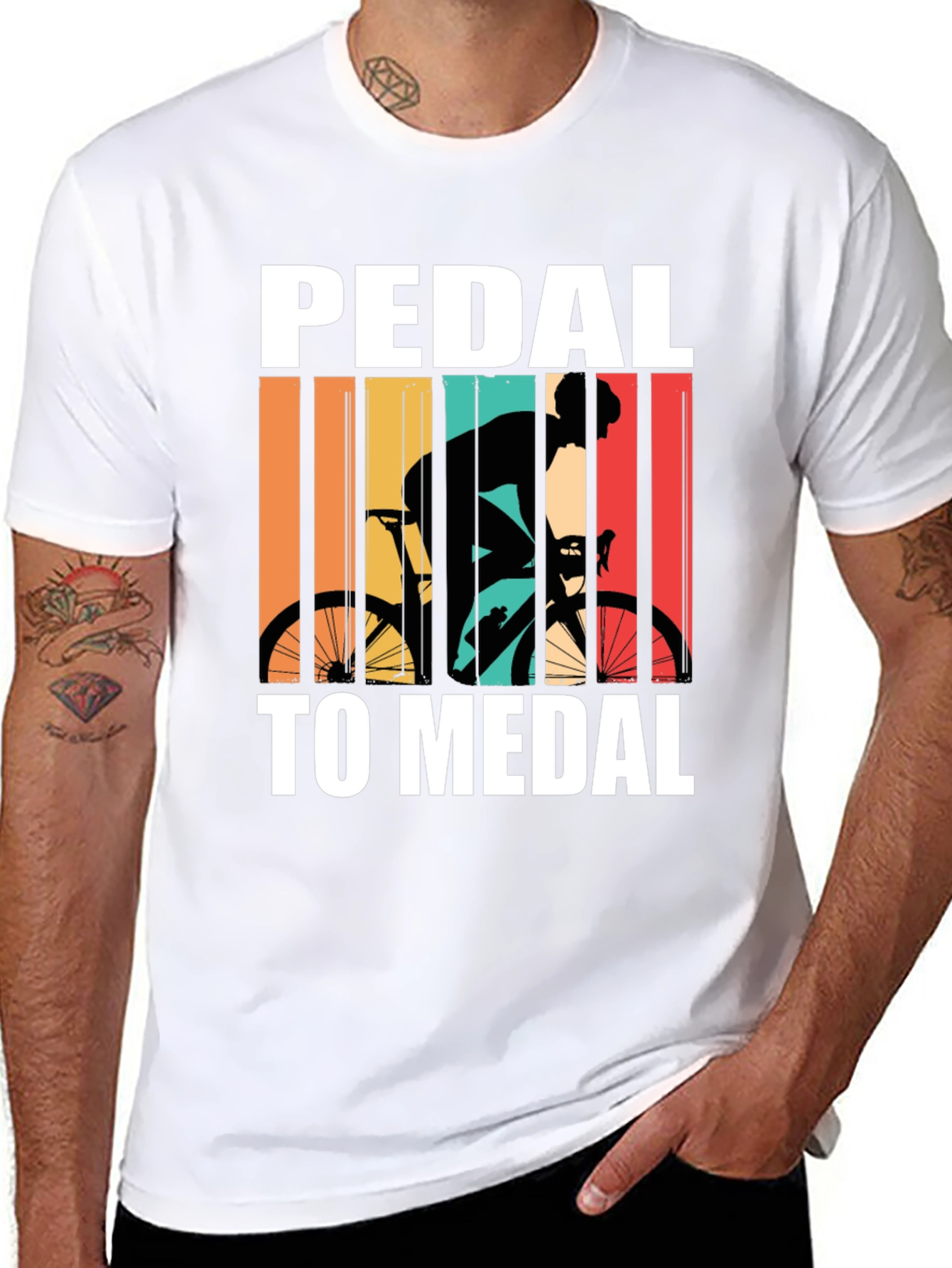 Pedal to Medal Cycling T-Shirt - Retro Design