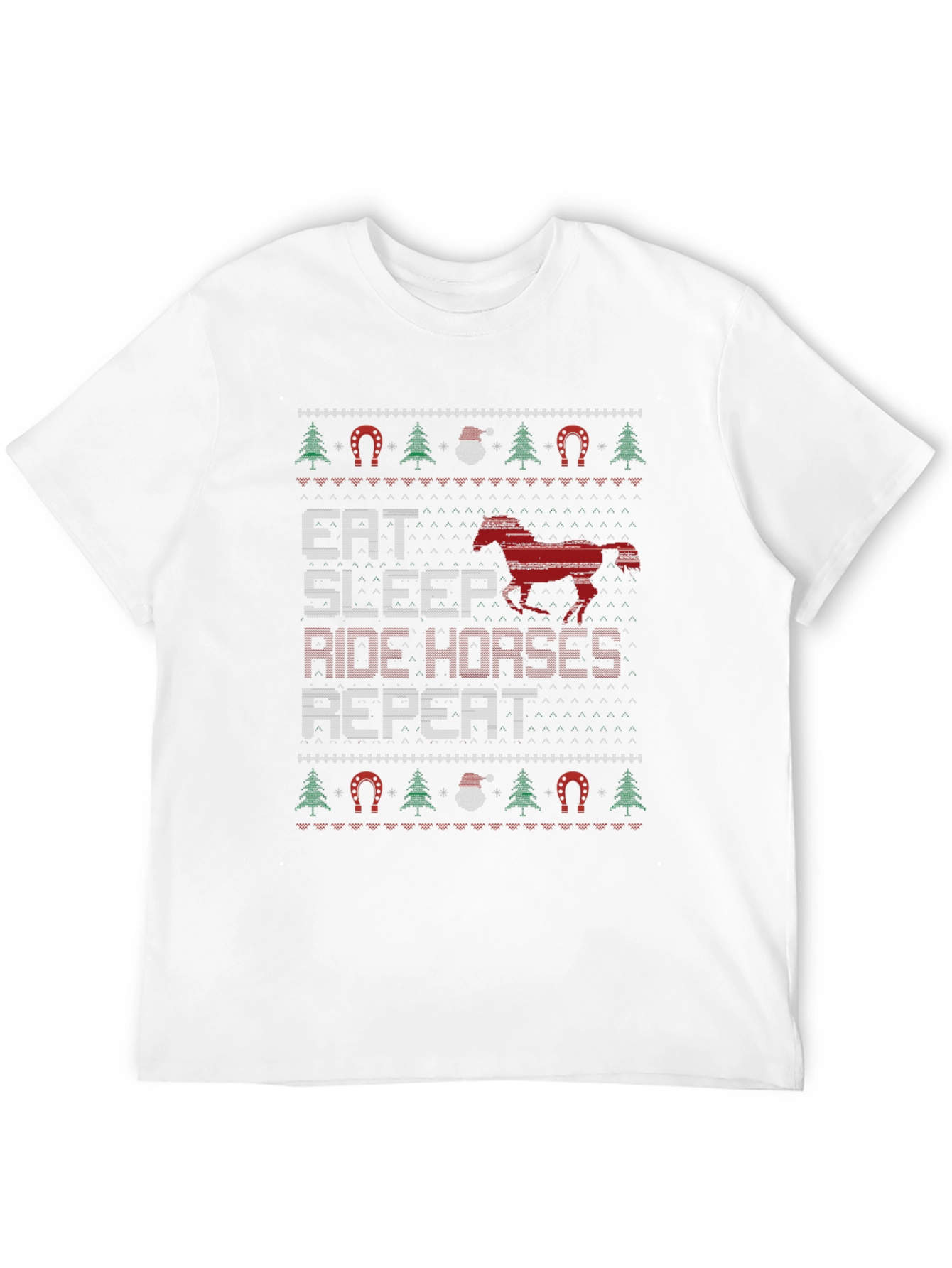 Eat Sleep Ride Horses Ugly Christmas T-Shirt