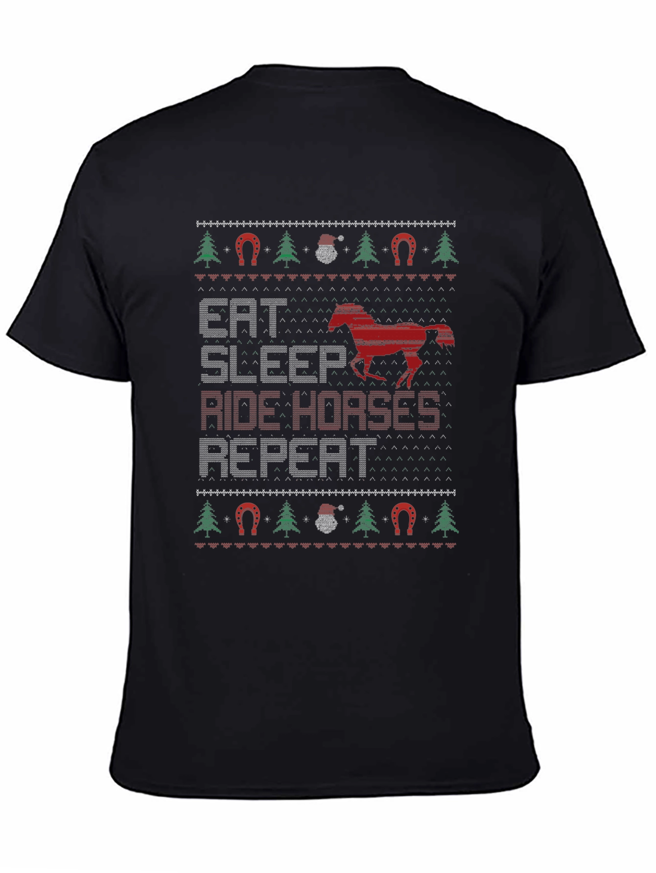 Eat Sleep Ride Horses Ugly Christmas T-Shirt
