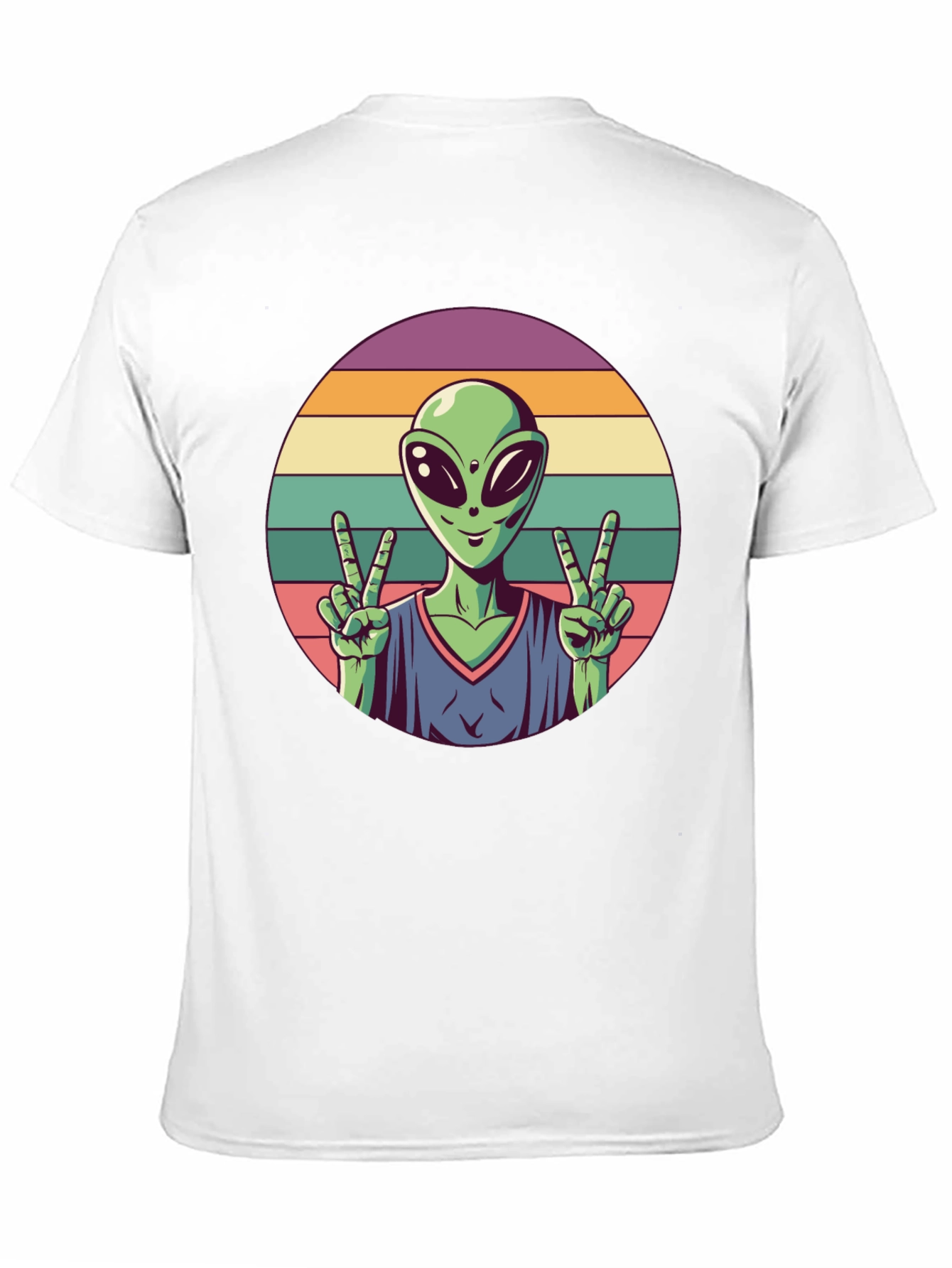 Retro Alien Peace Sign Graphic Tee
