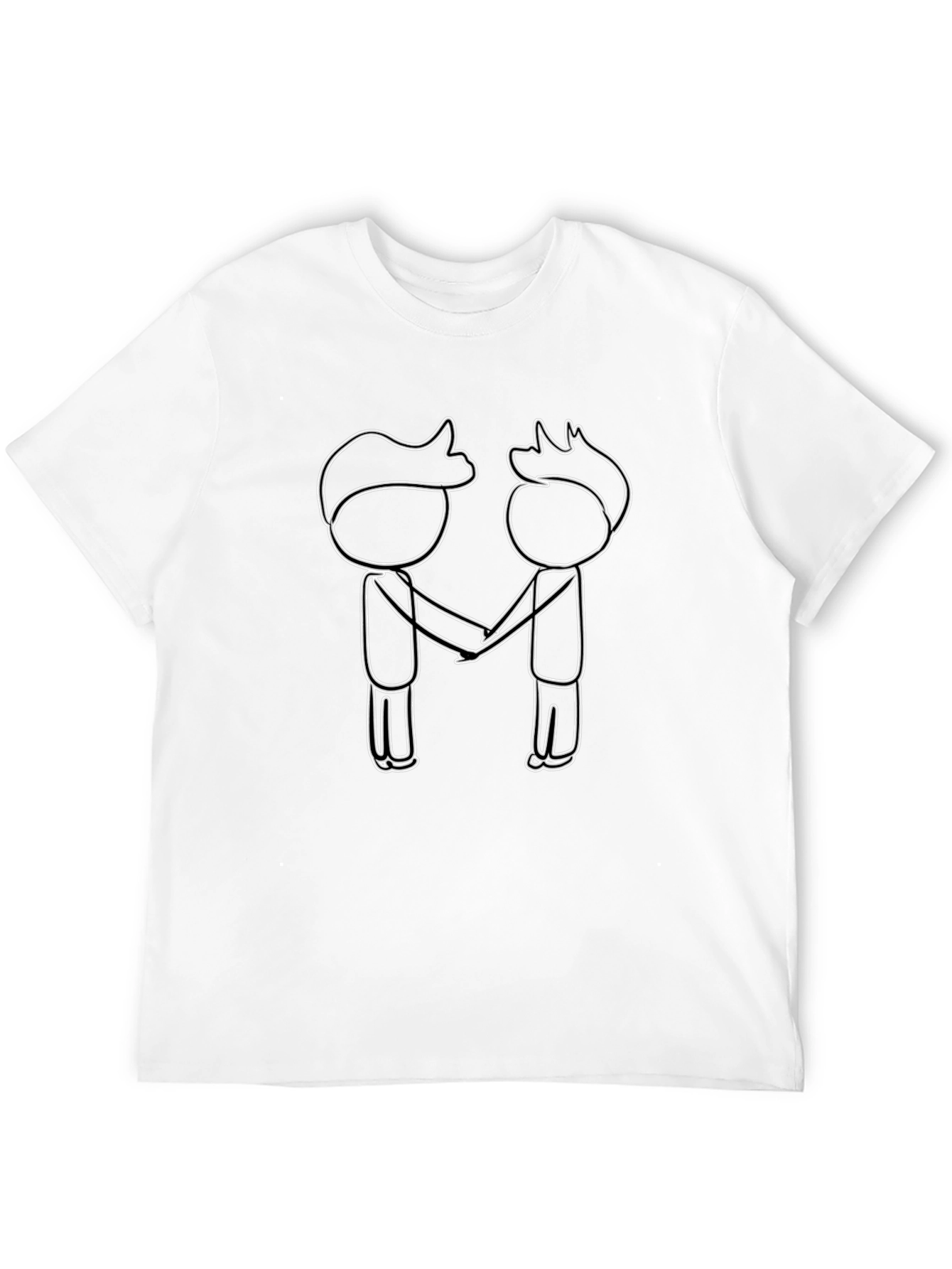 Black T-Shirt with Stick Figure Handshake Design