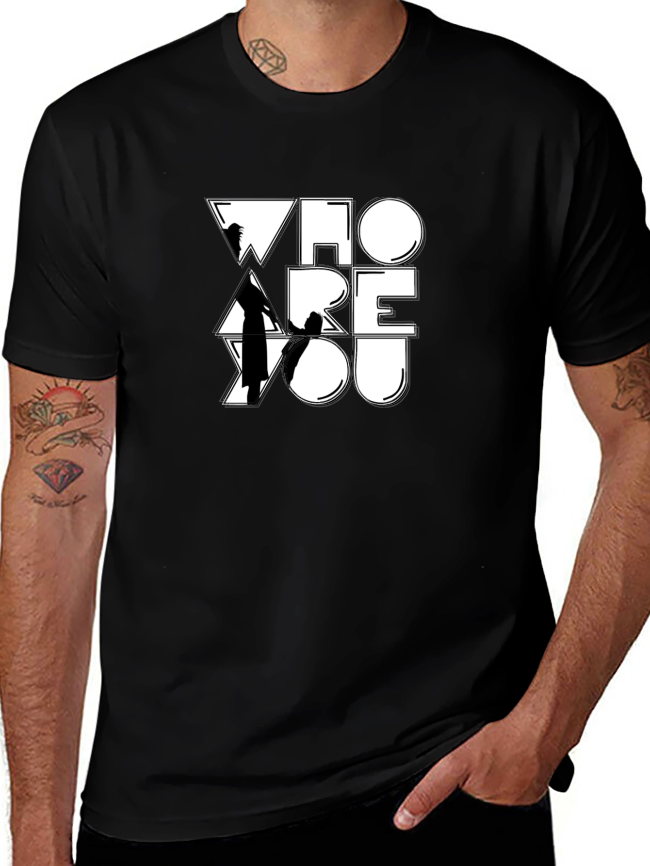 Who Are You Graphic Print Black T-Shirt