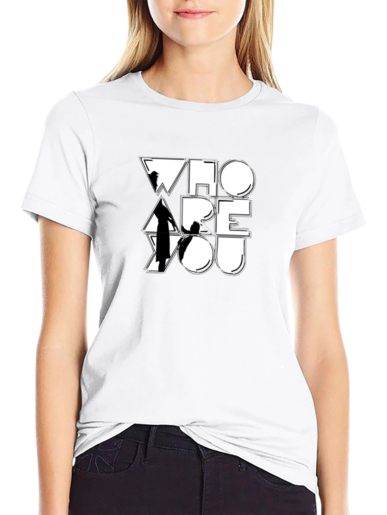 Who Are You Graphic Print Black T-Shirt