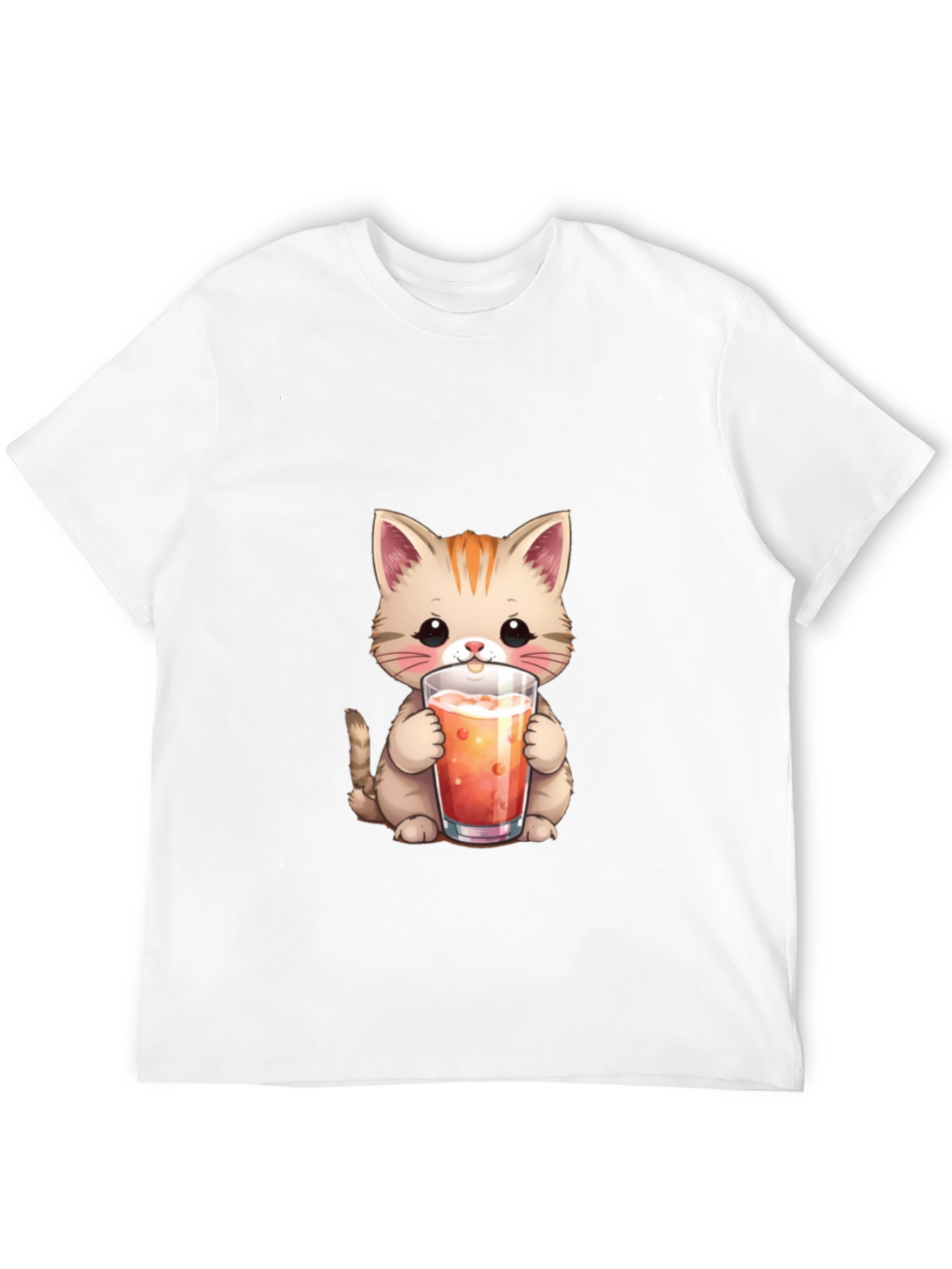 Cute Cat Drinking Juice T-Shirt