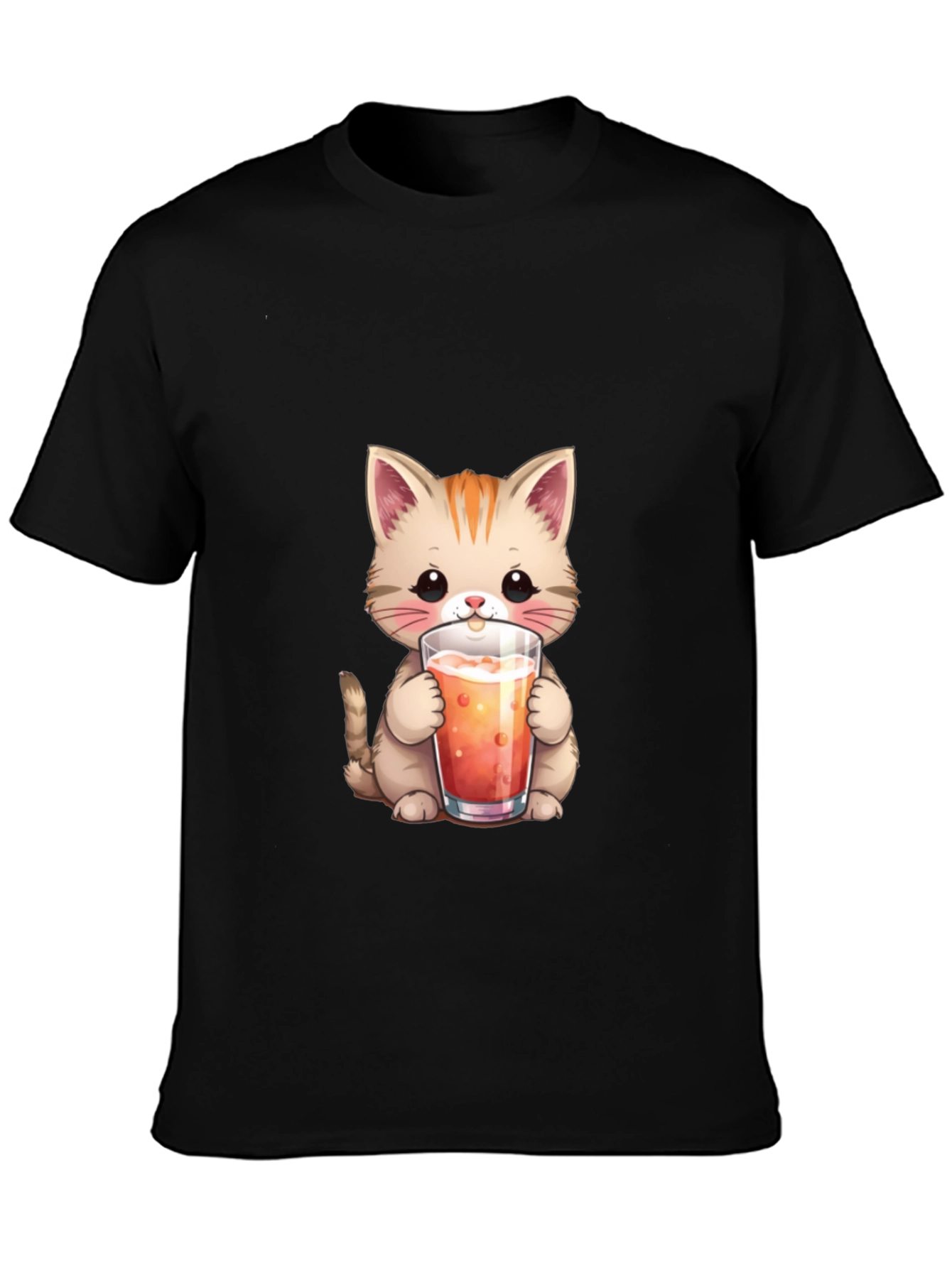 Cute Cat Drinking Juice T-Shirt