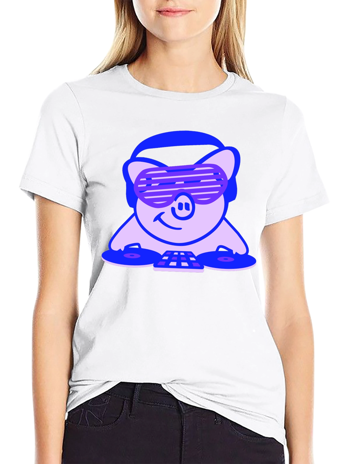 DJ Pig Graphic Tee - Black Cotton T-Shirt