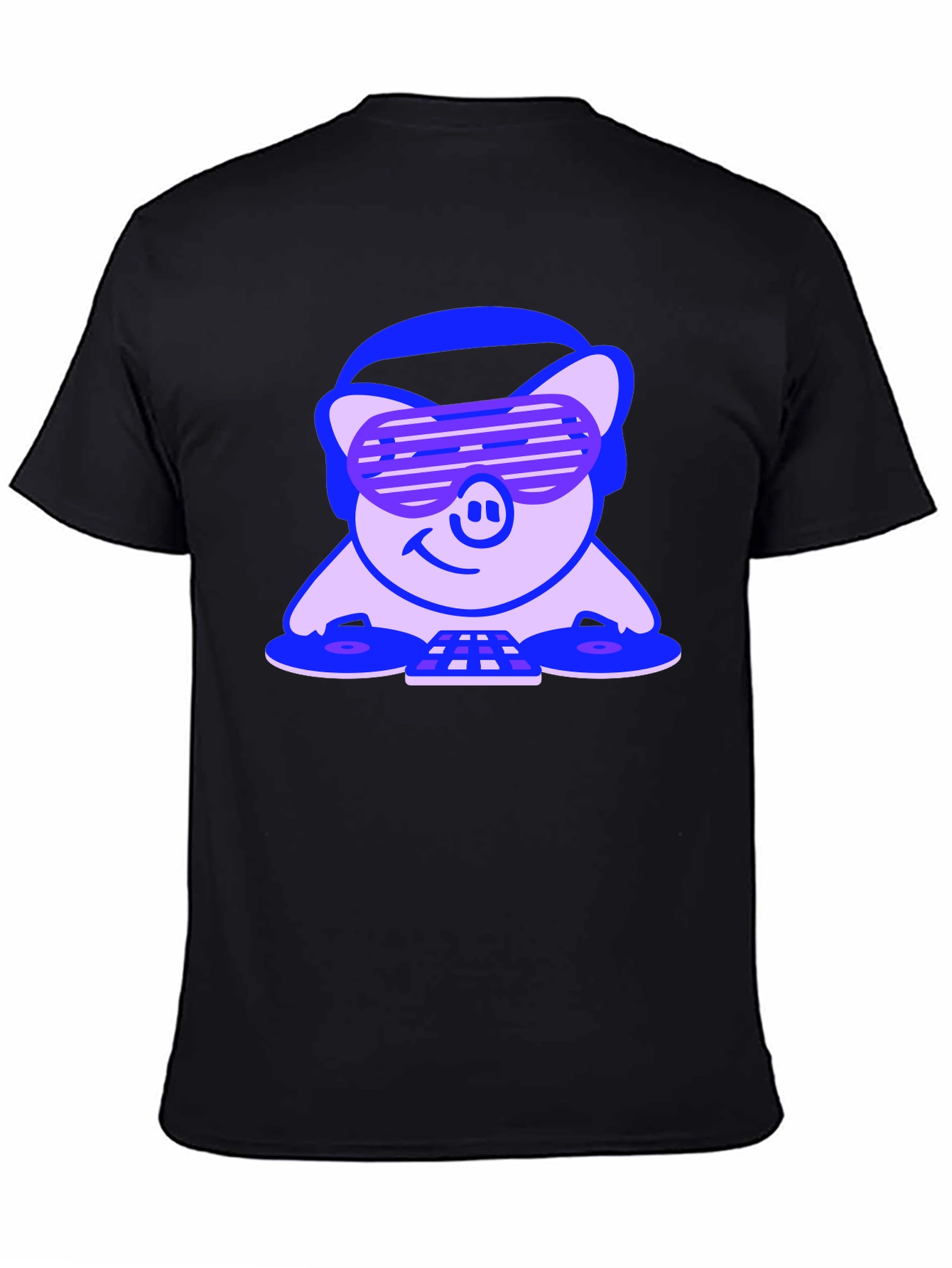 DJ Pig Graphic Tee - Black Cotton T-Shirt