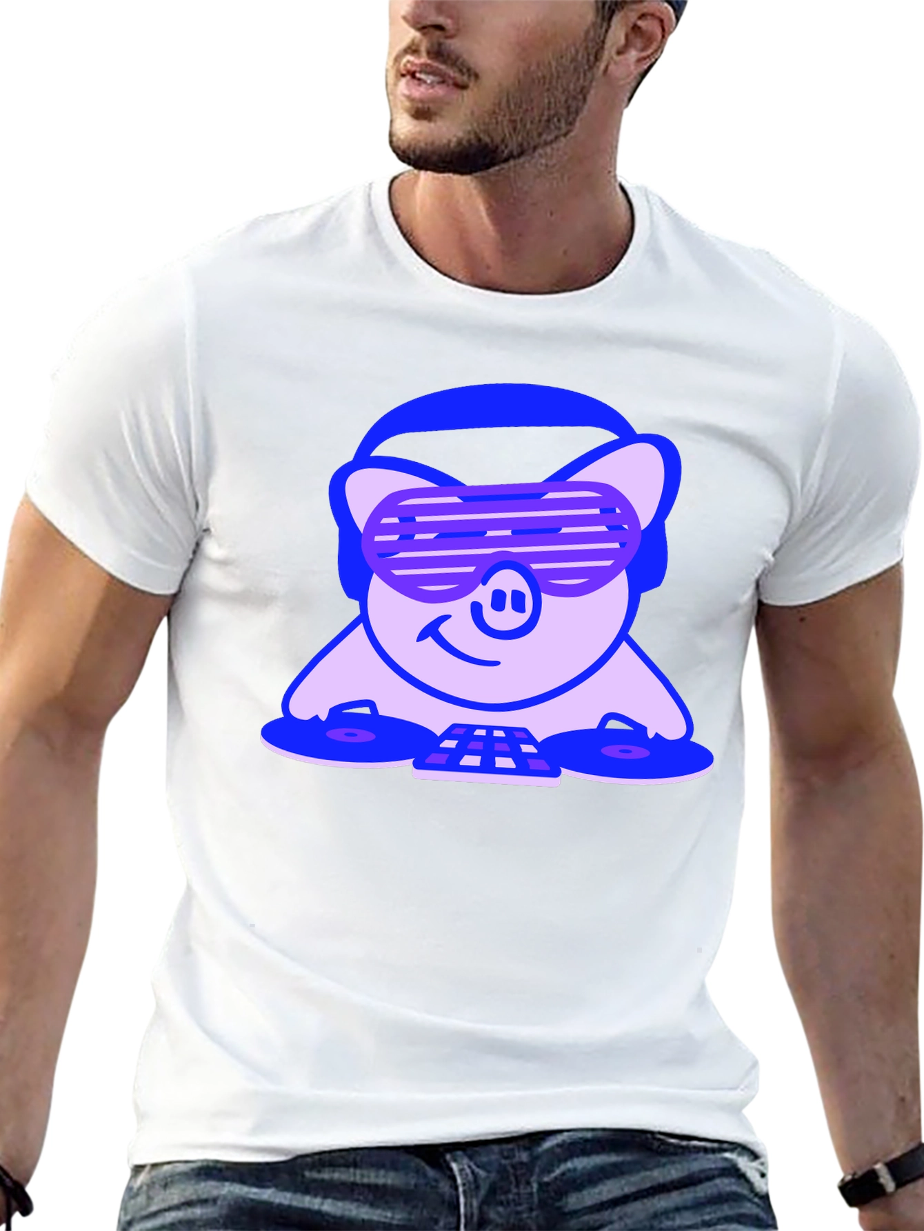 DJ Pig Graphic Tee - Black Cotton T-Shirt