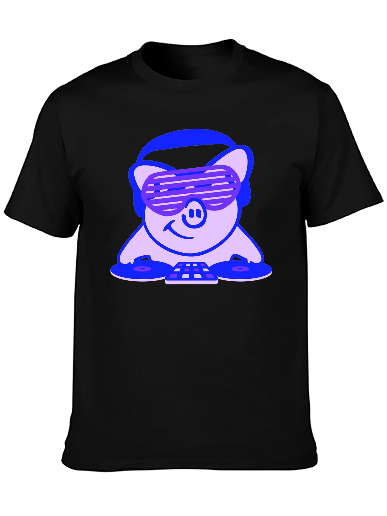 DJ Pig Graphic Tee - Black Cotton T-Shirt