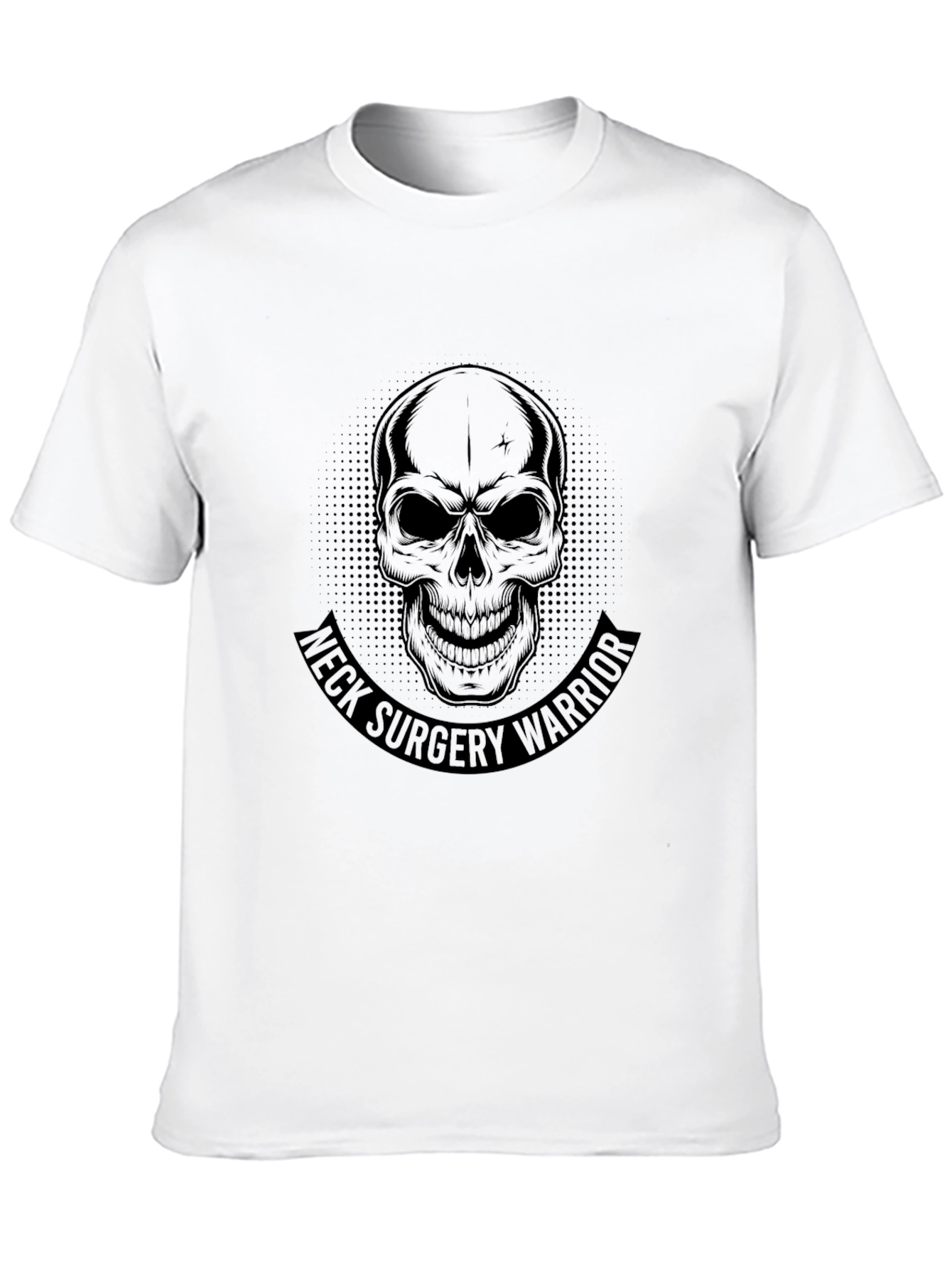 Neck Surgery Warrior Skull Graphic Black T-Shirt