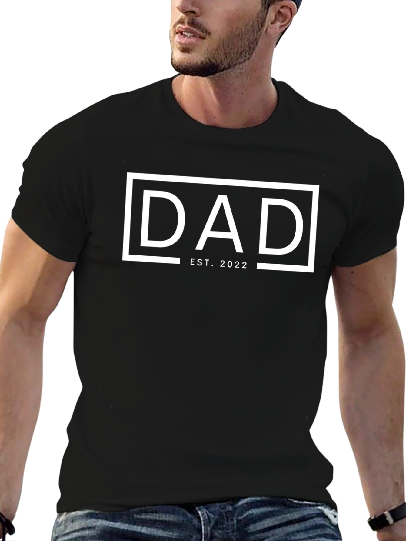 Dad Est. 2022 Black Graphic T-Shirt