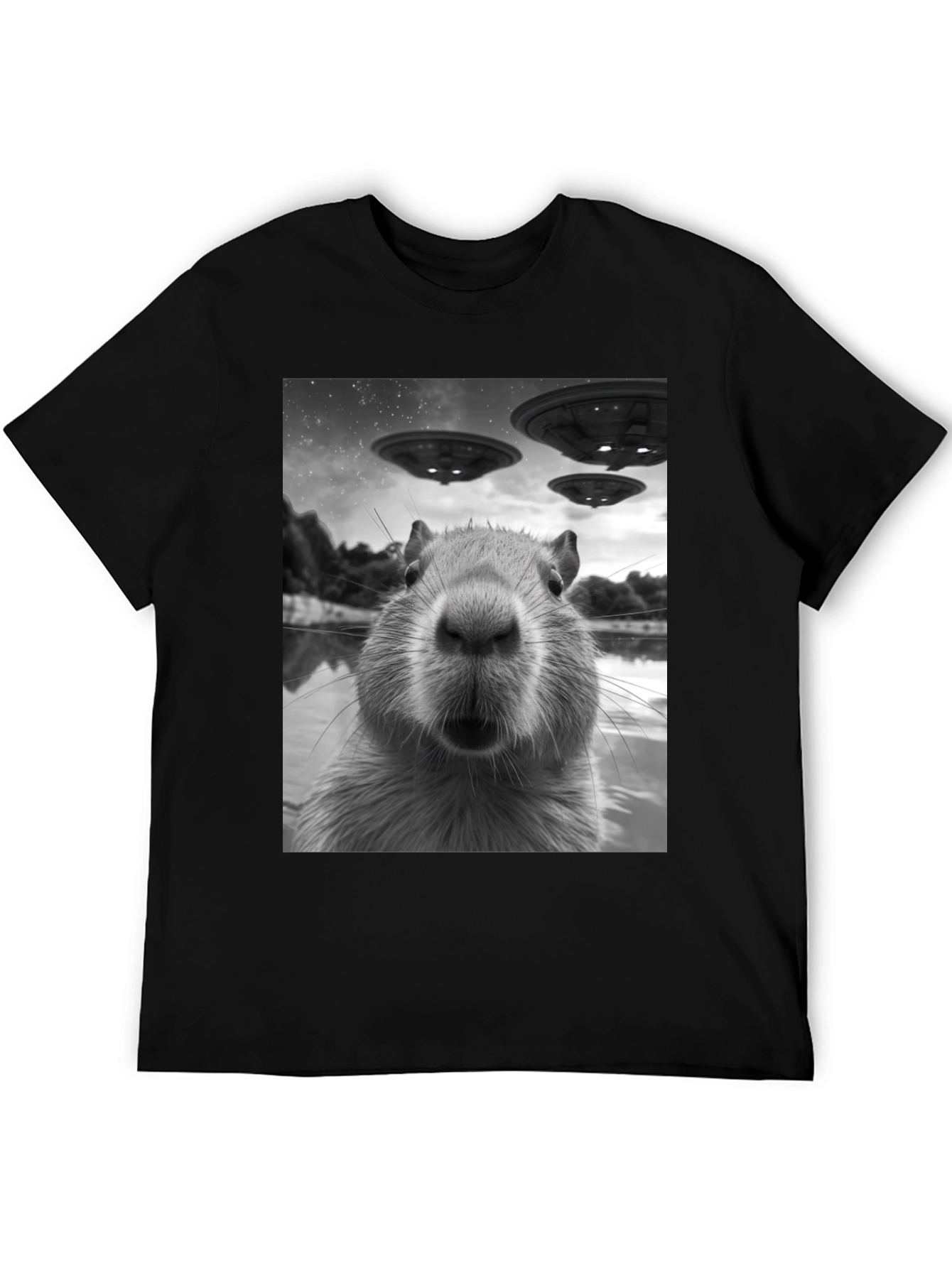 Capybara UFO Graphic Tee - Black