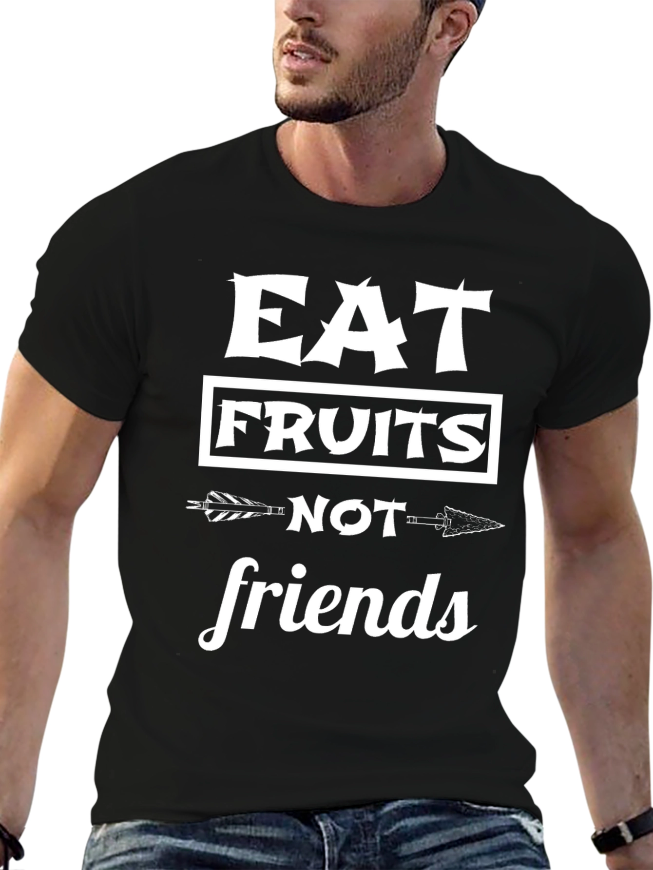 Eat Fruits Not Friends Black Graphic Tee
