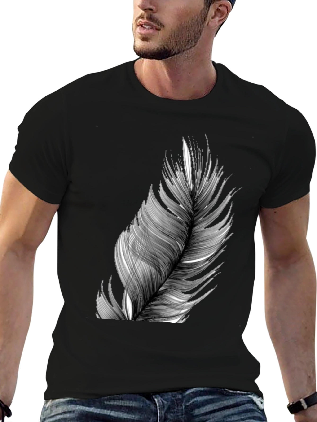Feather Graphic Black T-Shirt
