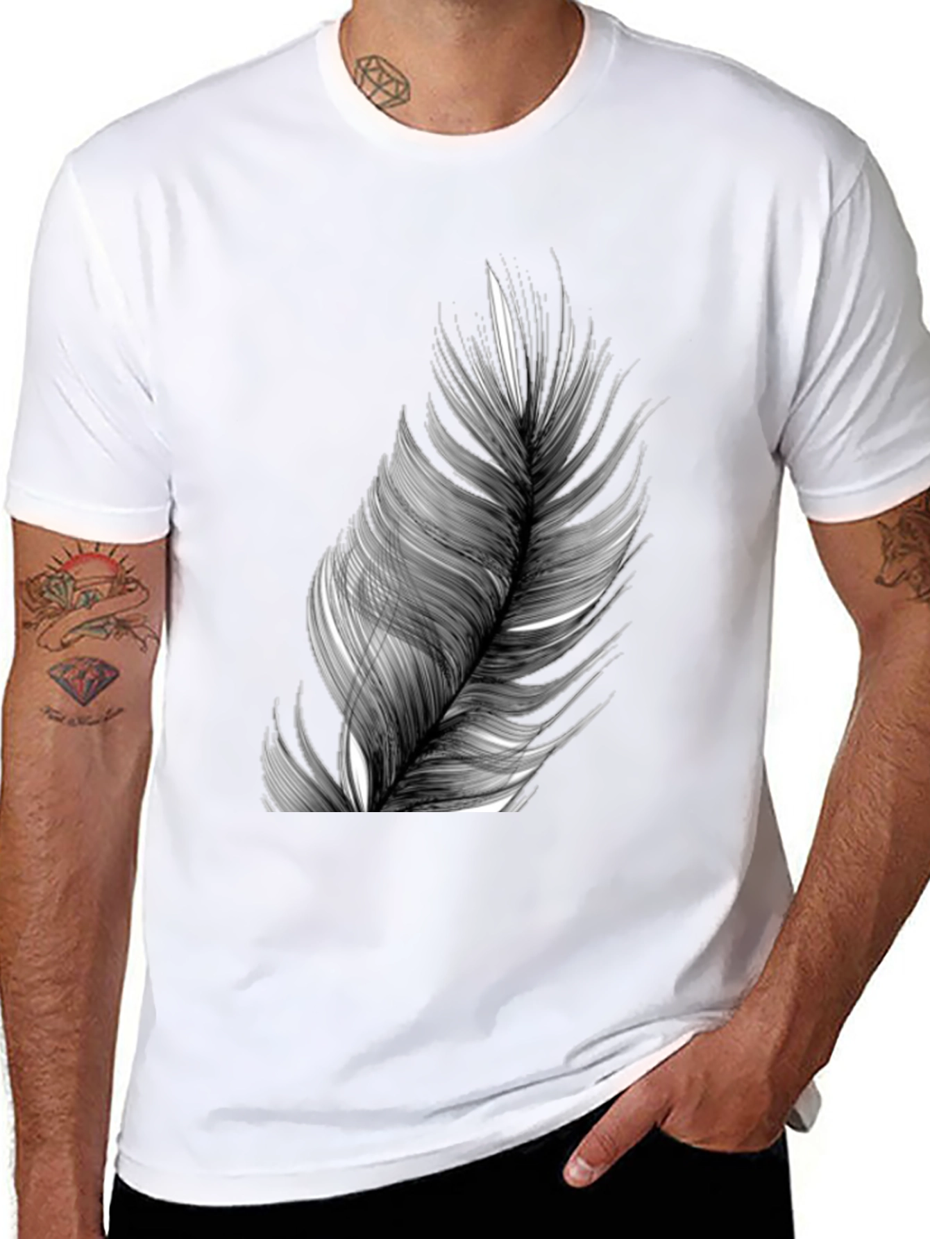 Feather Graphic Black T-Shirt
